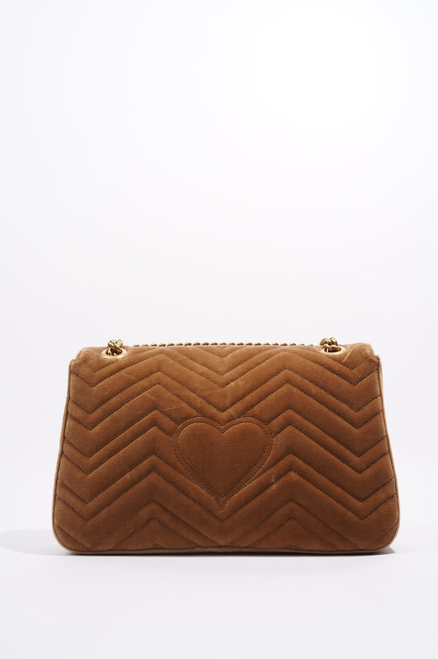 Gucci Womens Marmont Flap Brown Velvet Medium