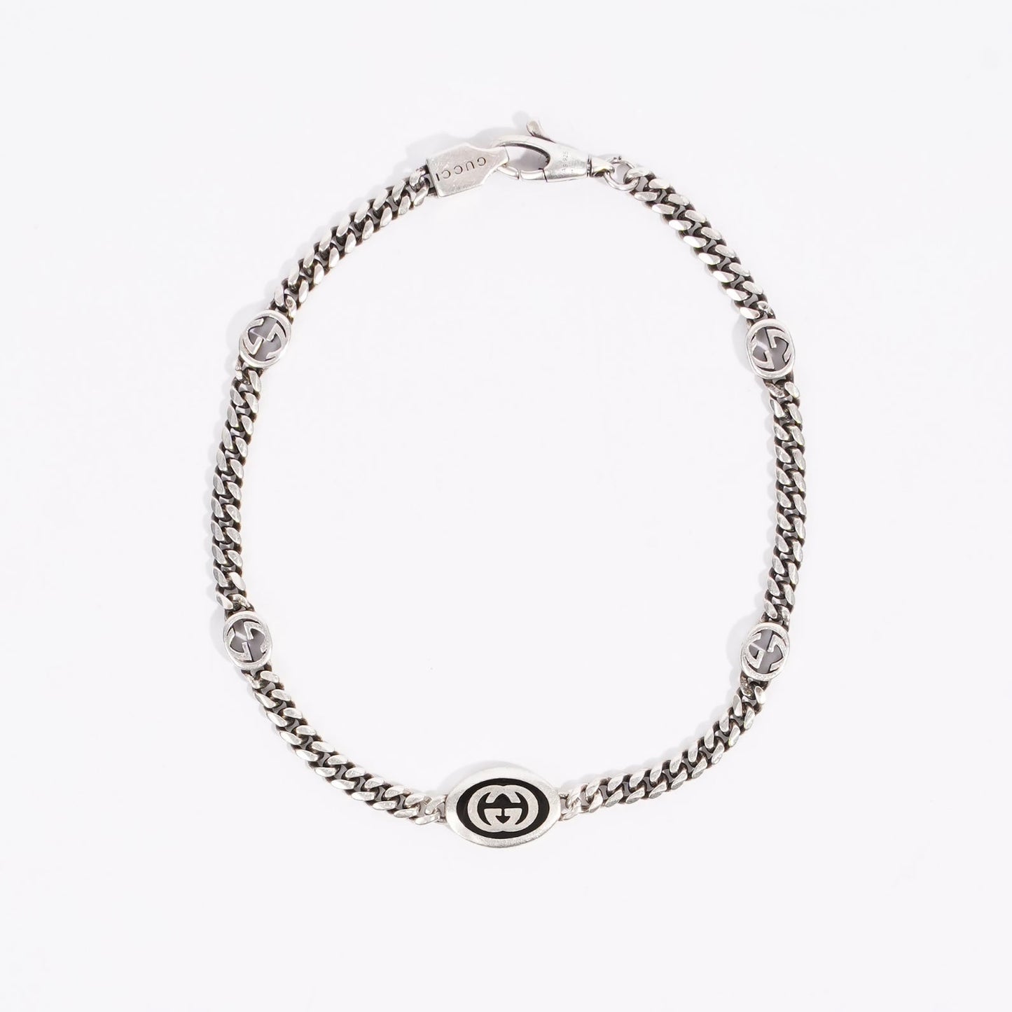 Gucci Mens Interlocking G Bracelet Sterling Sterling