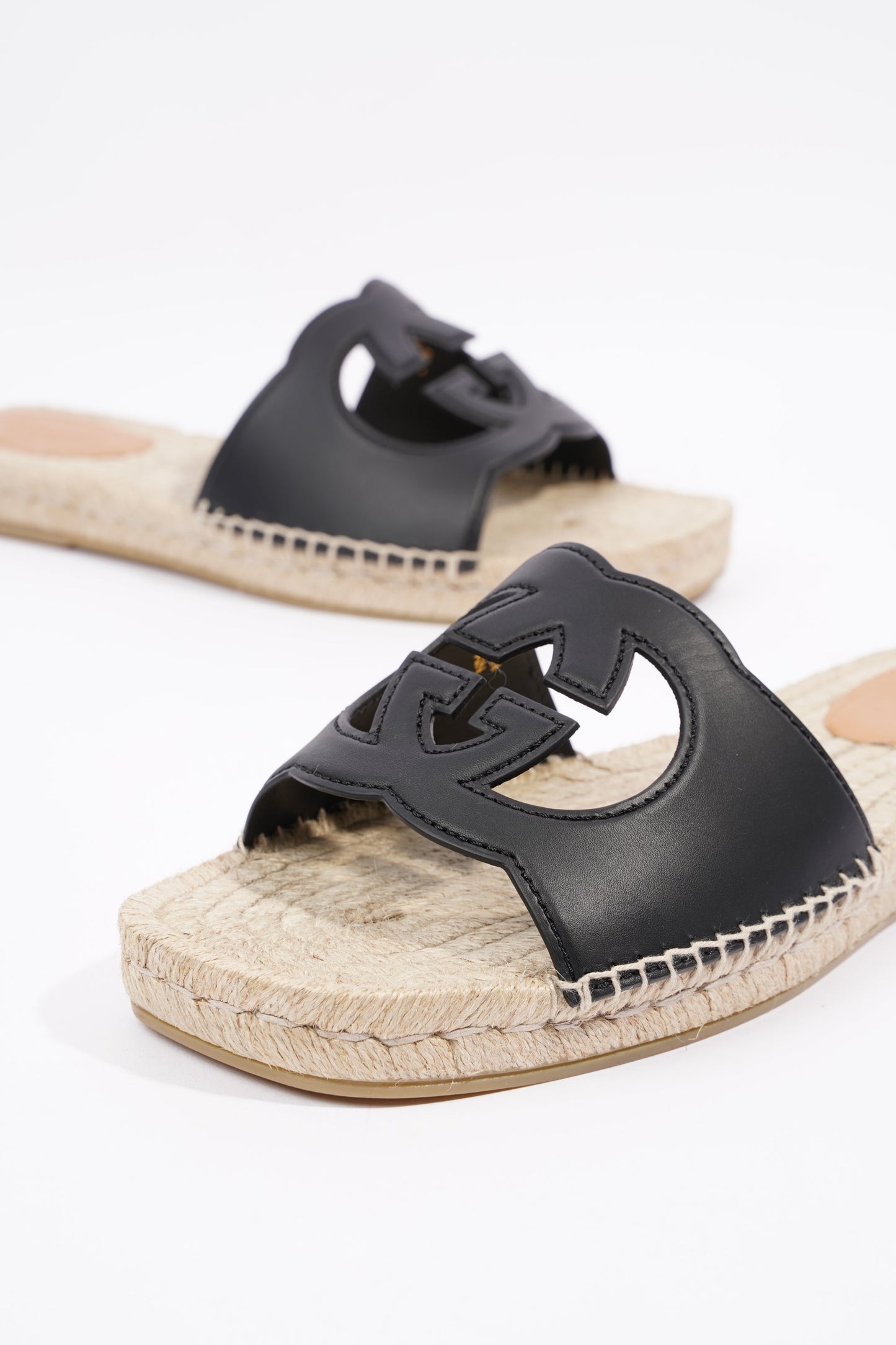Gucci Mens Interlocking G Cut-Out Slide Sandal Black EU 45 / UK 11