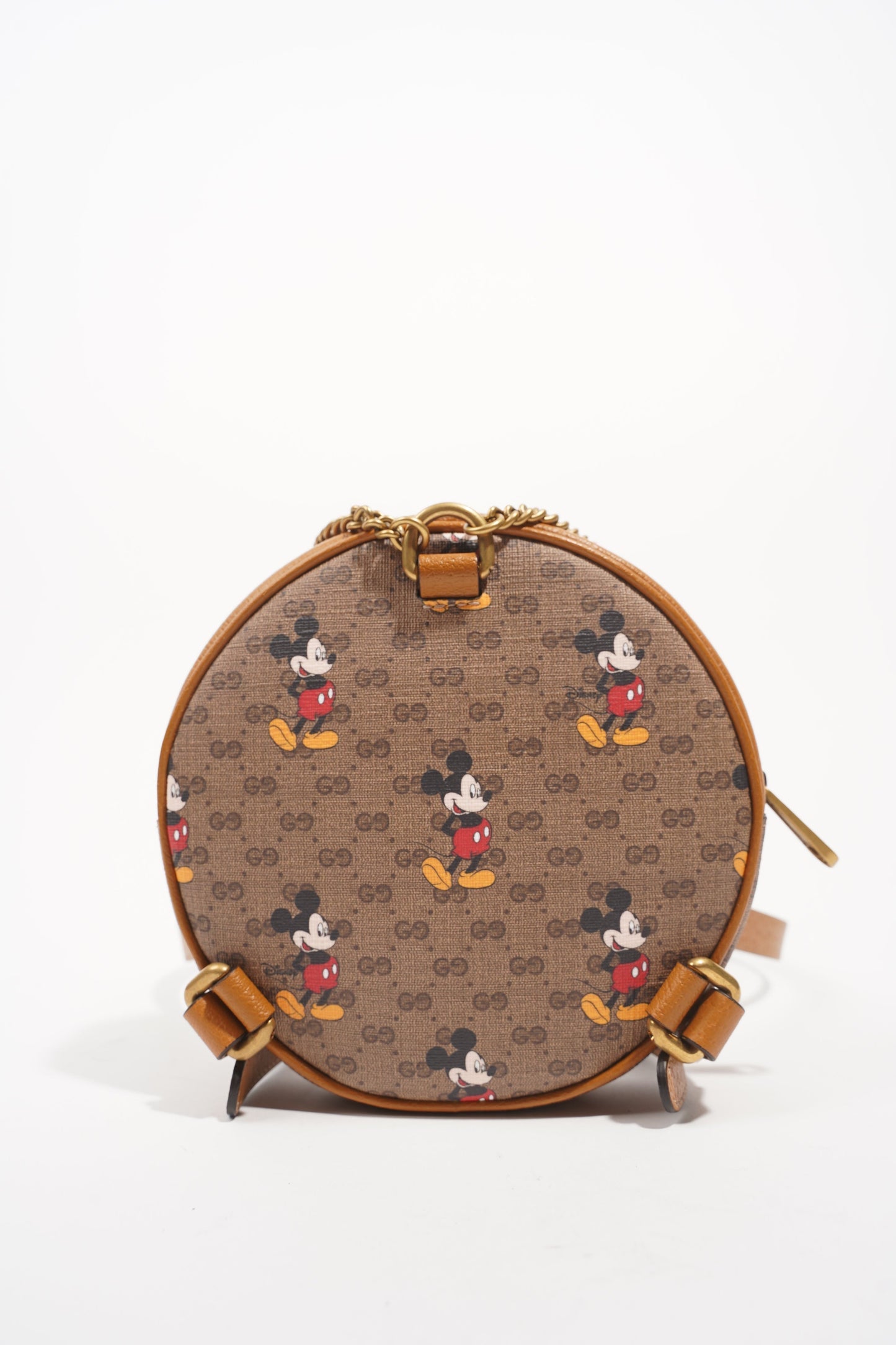 Gucci x Disney Womens Round Mini Backpack Supreme Brown