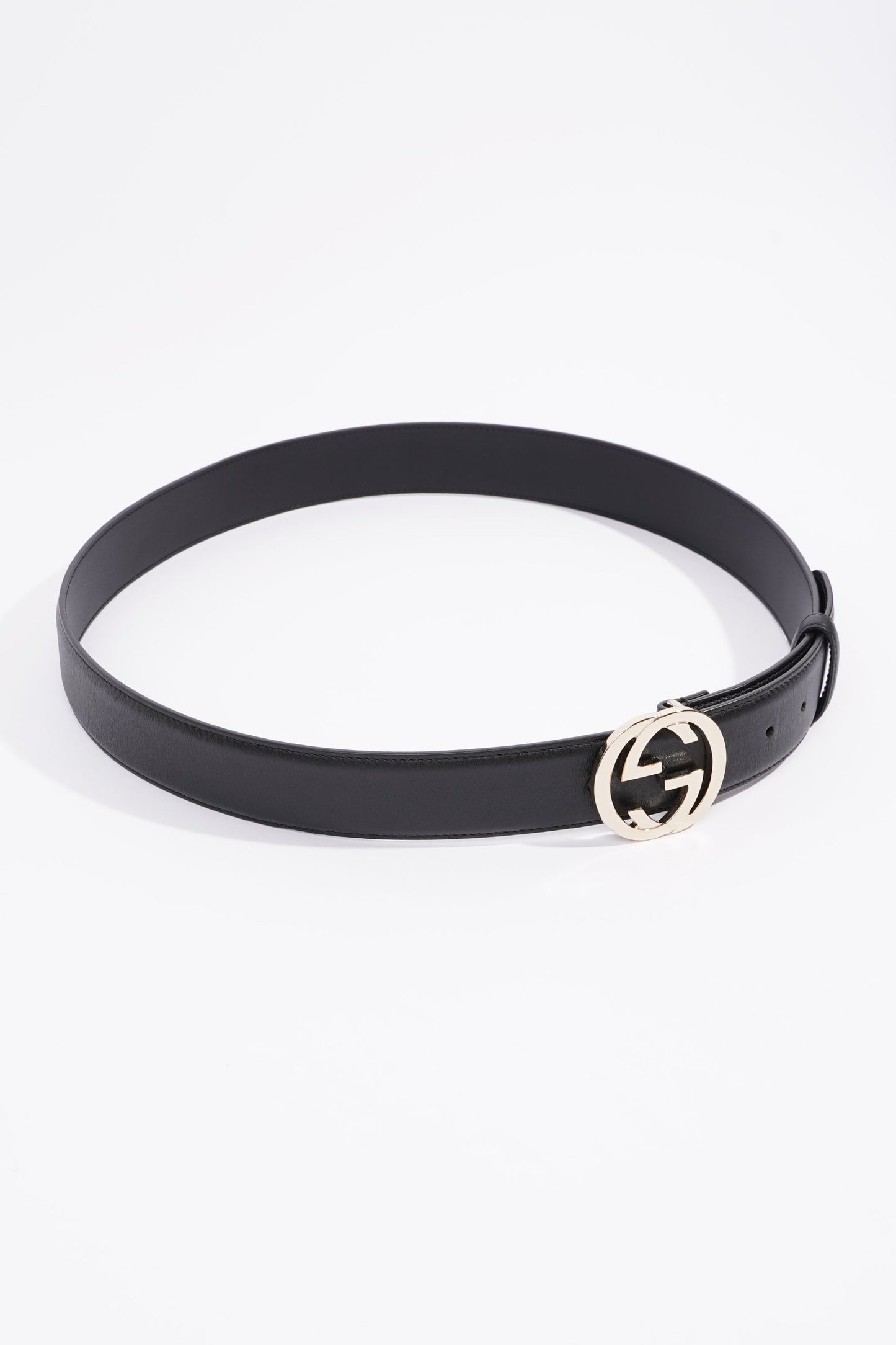 Gucci Womens Interlocking Belt Black Leather 100cm - 40"