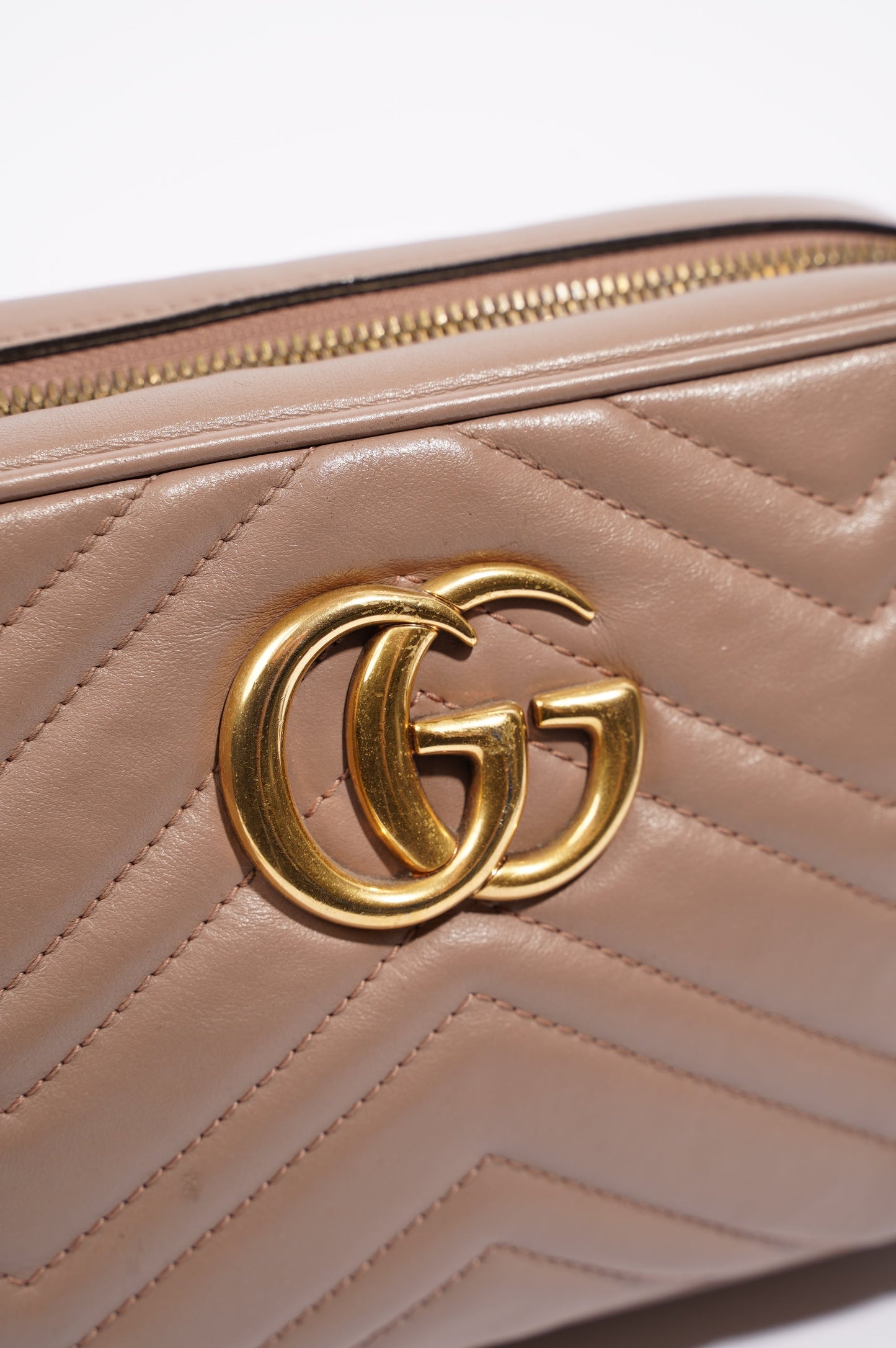 Gucci Womens Marmont Zip Nude / Gold Small