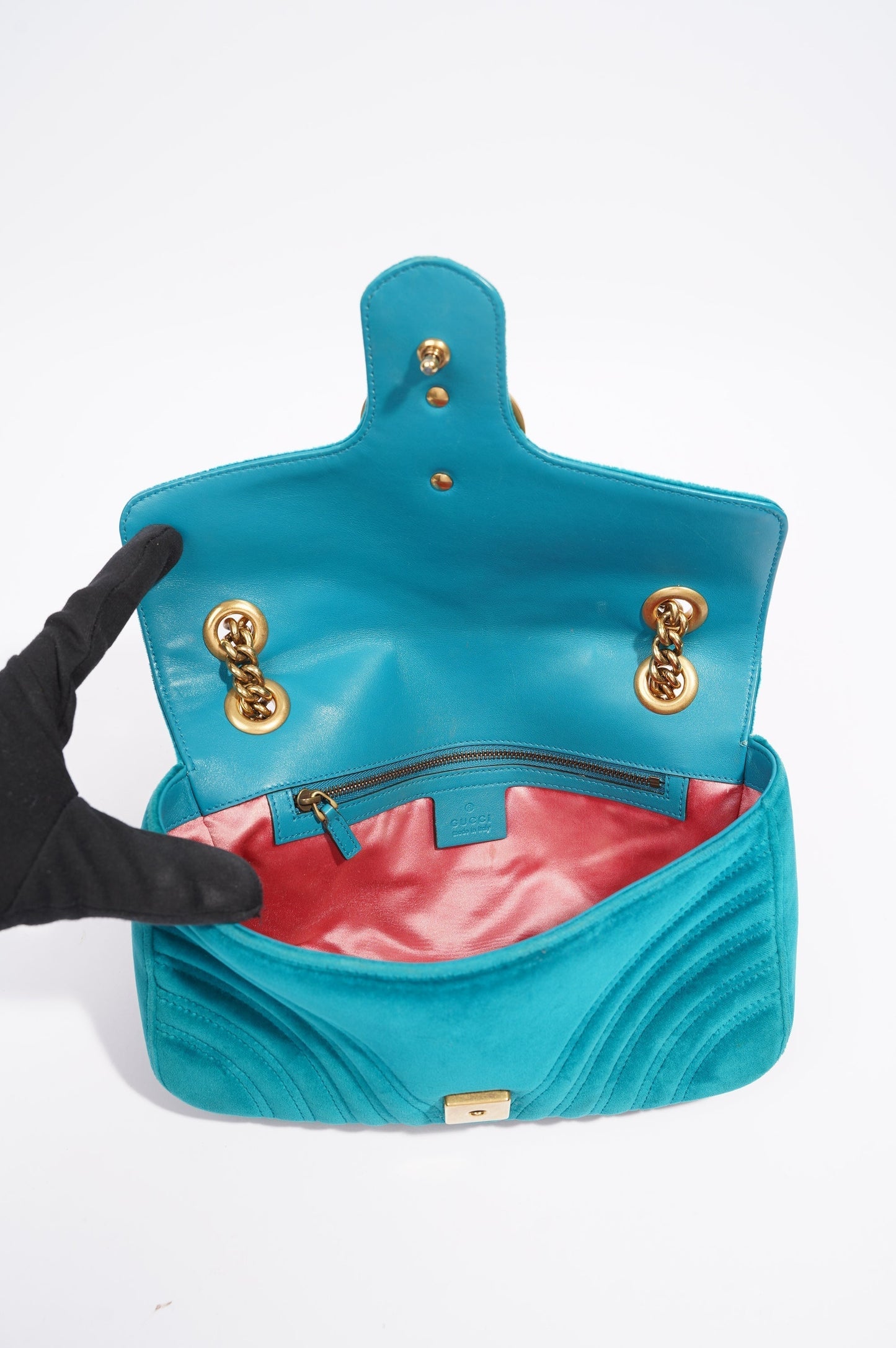 Gucci GG Marmont Flap Bag Green Velvet Small