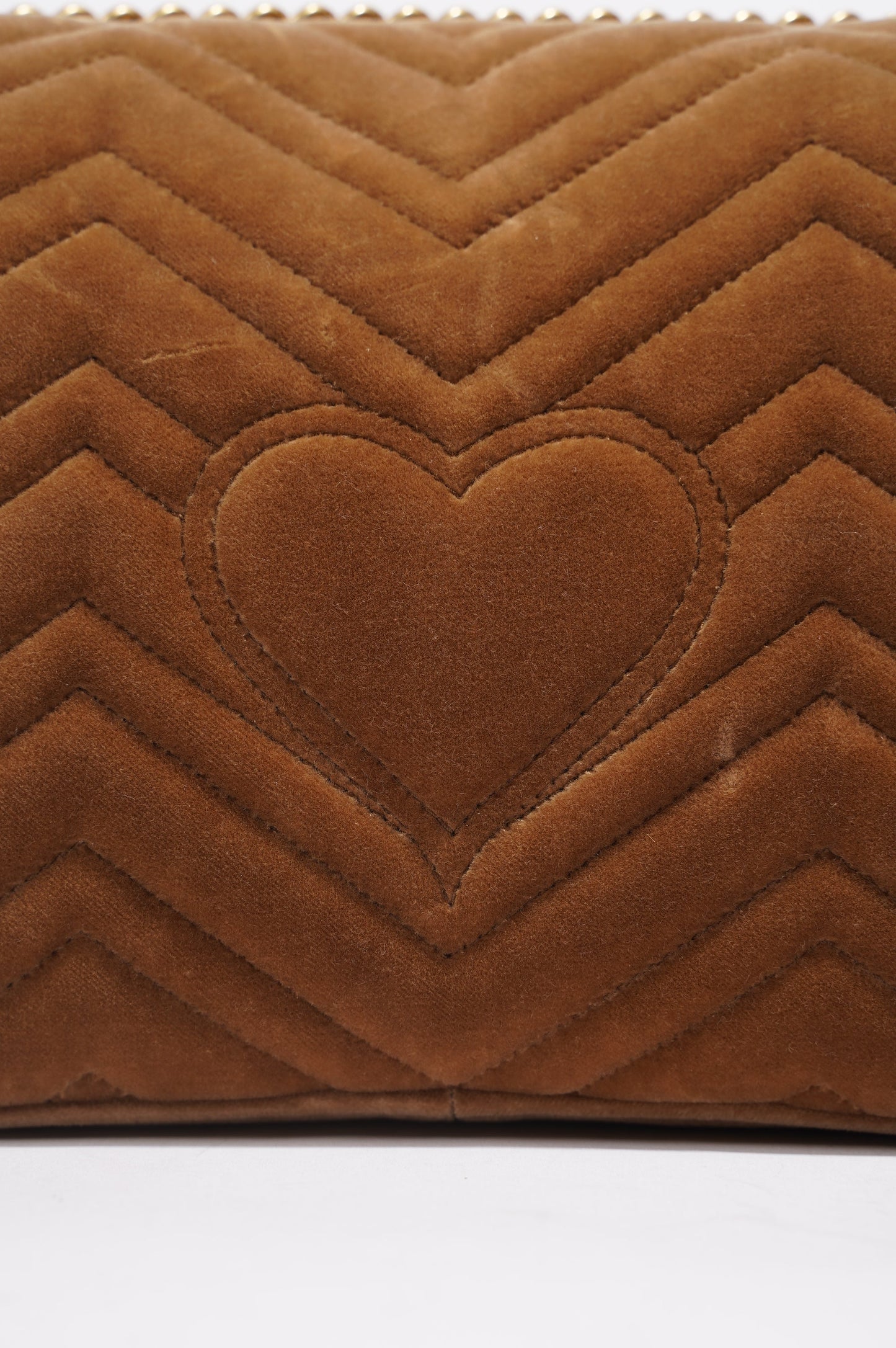 Gucci Womens Marmont Flap Brown Velvet Medium