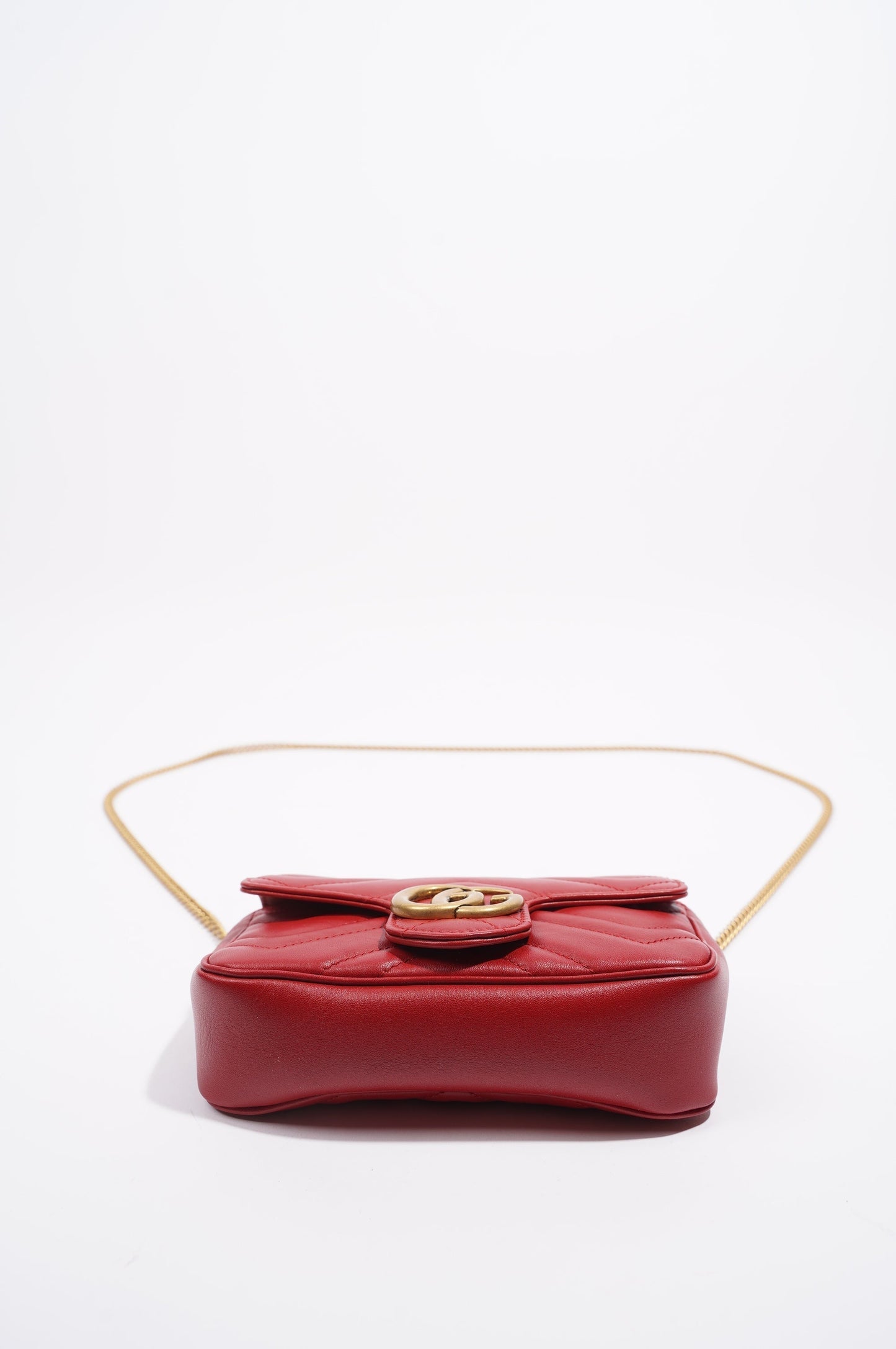 Gucci Womens Marmont Flap Red / Gold Super Mini