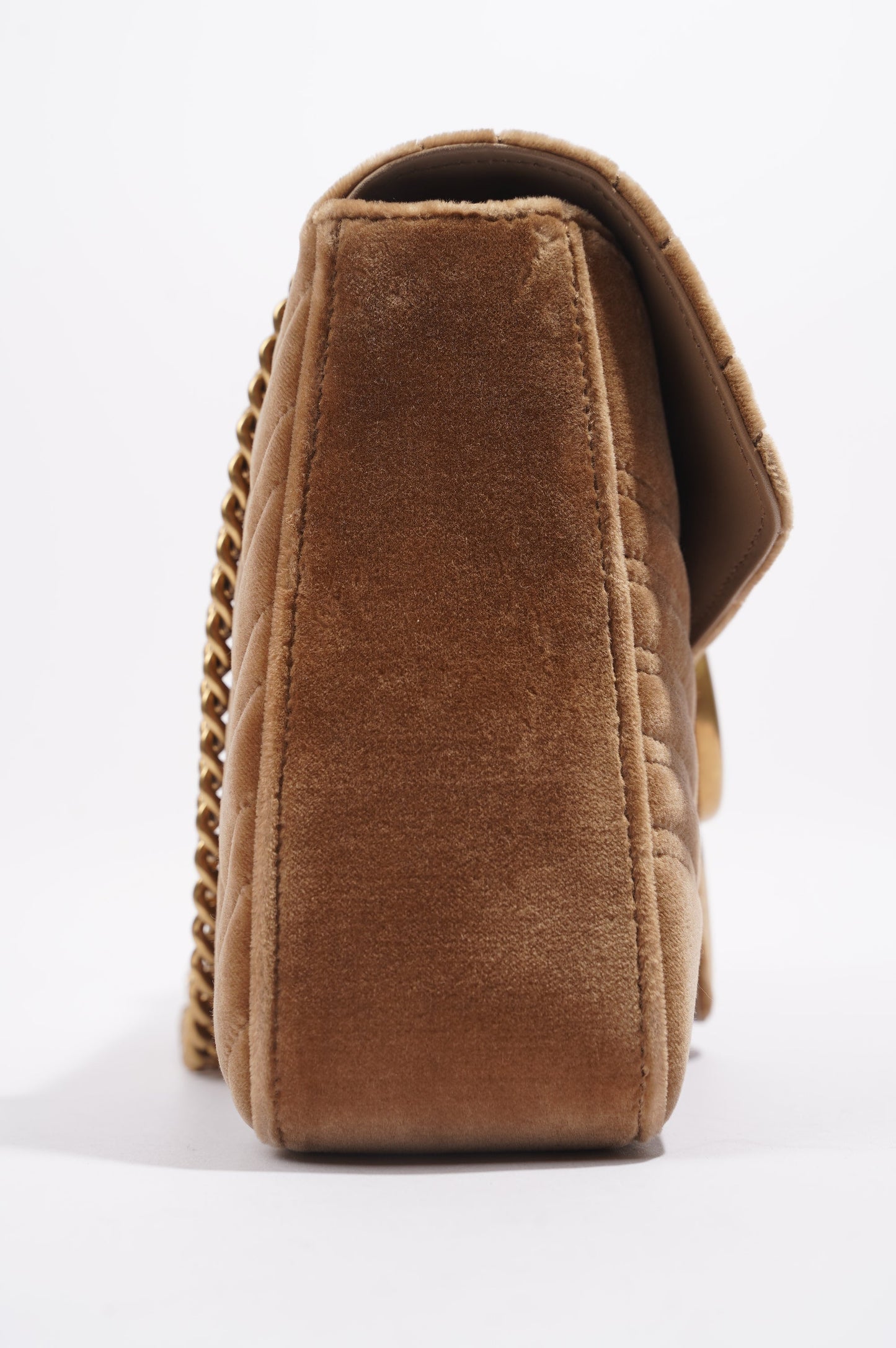 Gucci Womens Marmont Flap Brown Velvet Medium