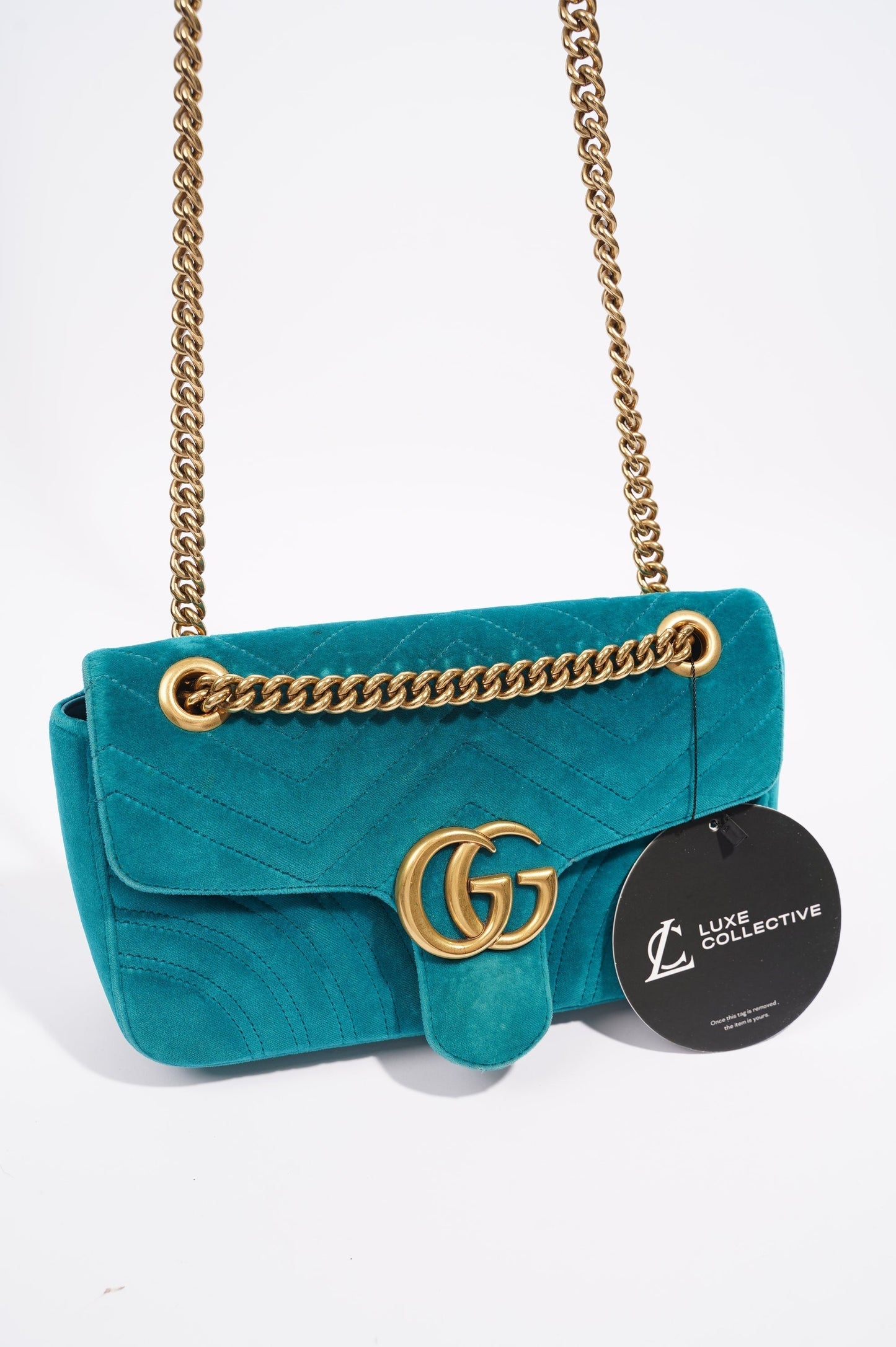 Gucci GG Marmont Flap Bag Green Velvet Small