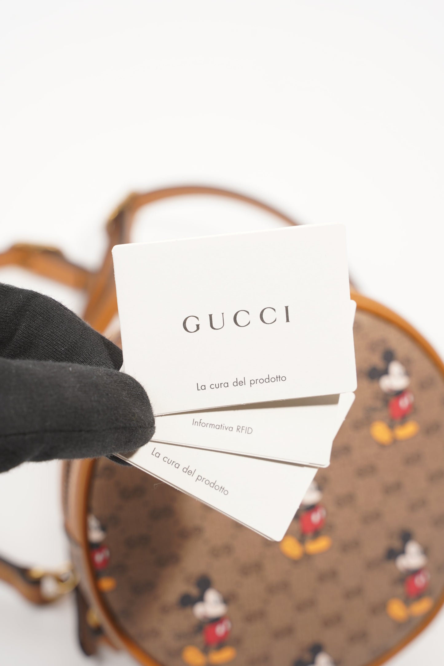 Gucci x Disney Womens Round Mini Backpack Supreme Brown