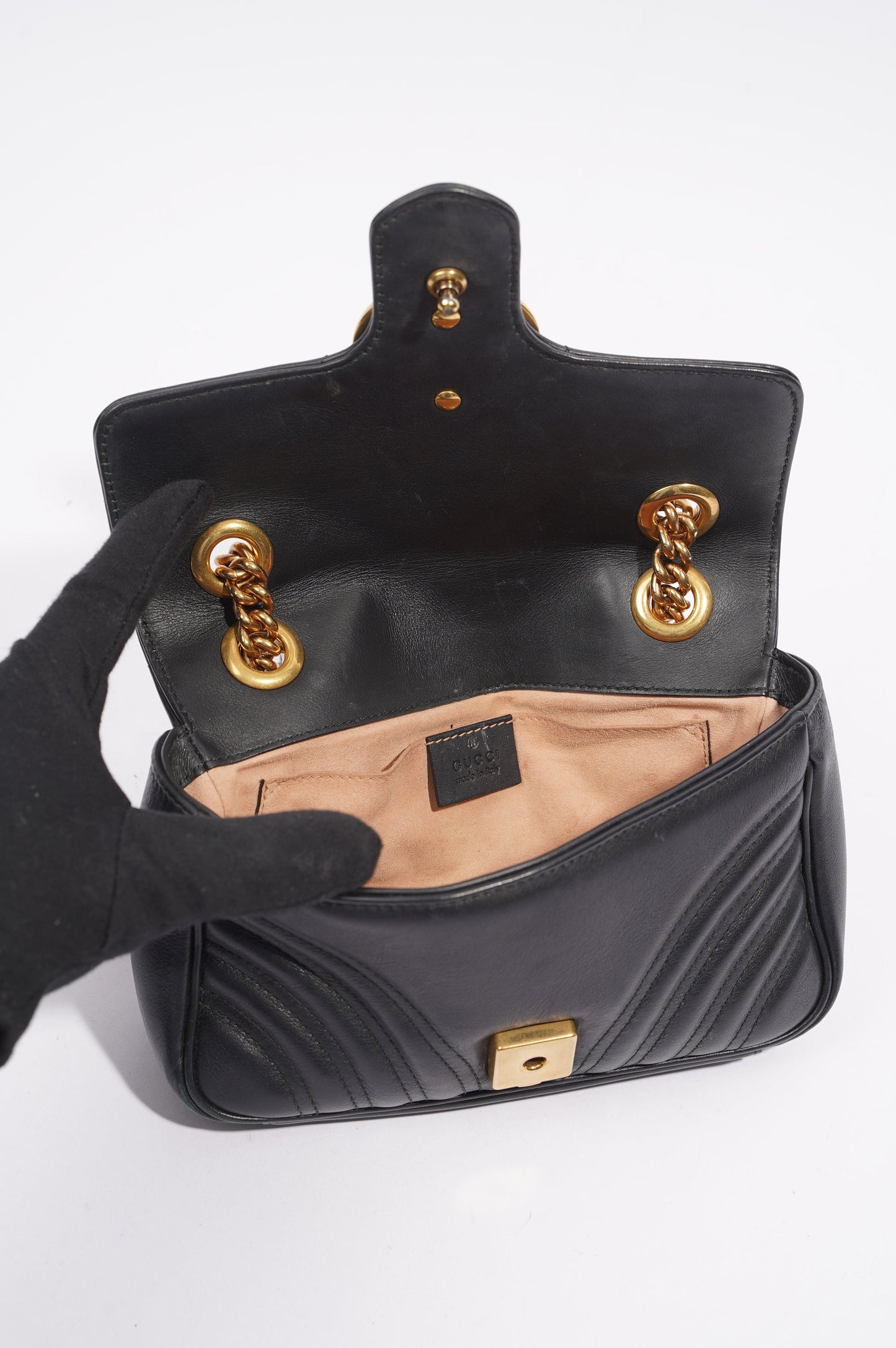 Gucci Womens GG Marmont Flap Bag Black Mini
