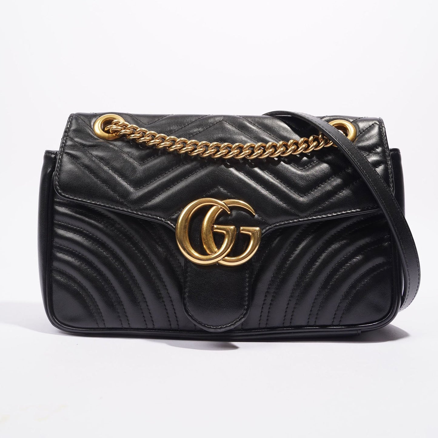 Gucci Marmont GG Flap Bag Black Leather Small