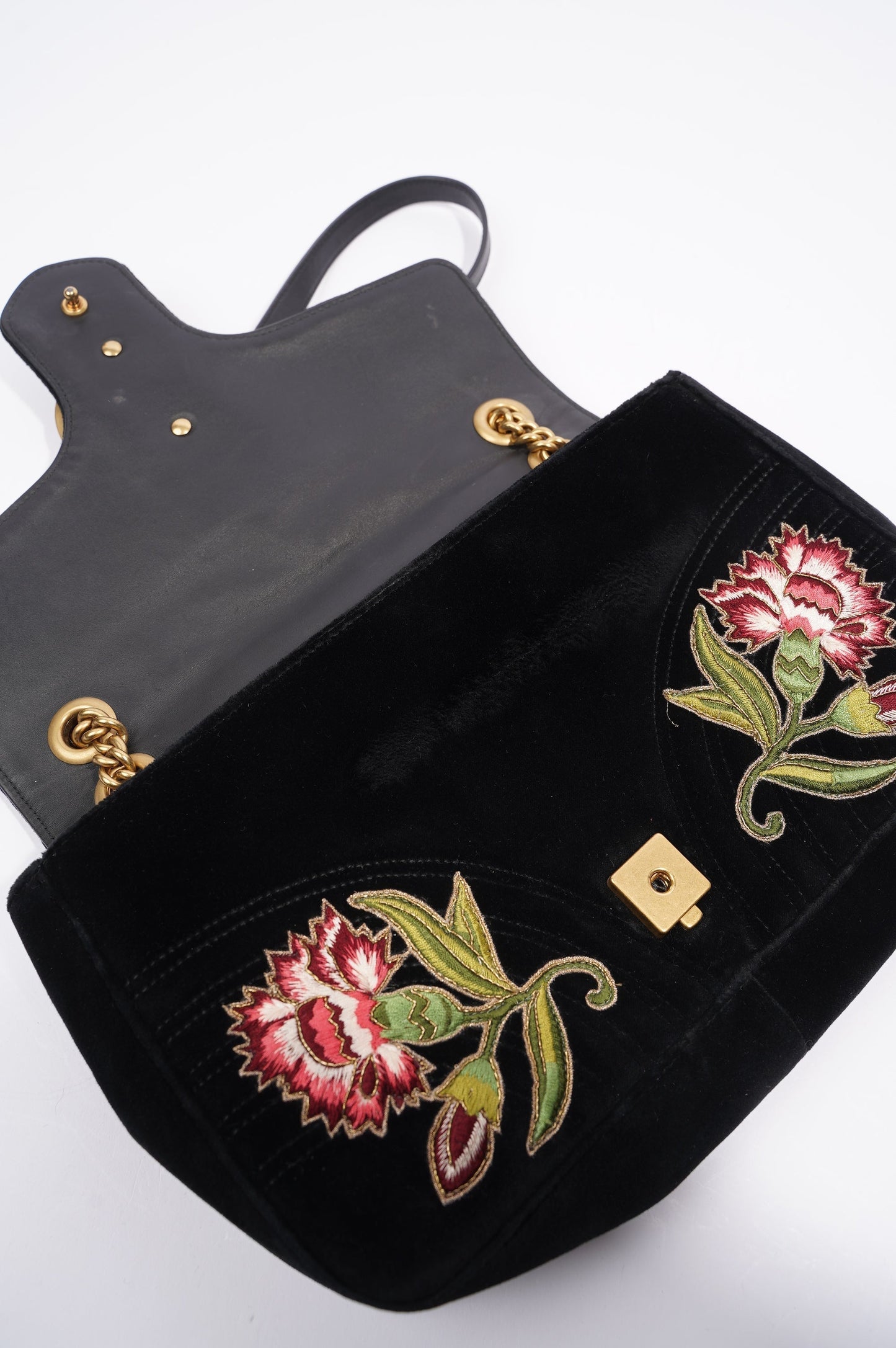 Gucci Womens Marmont Loved Flap Black Multi Medium