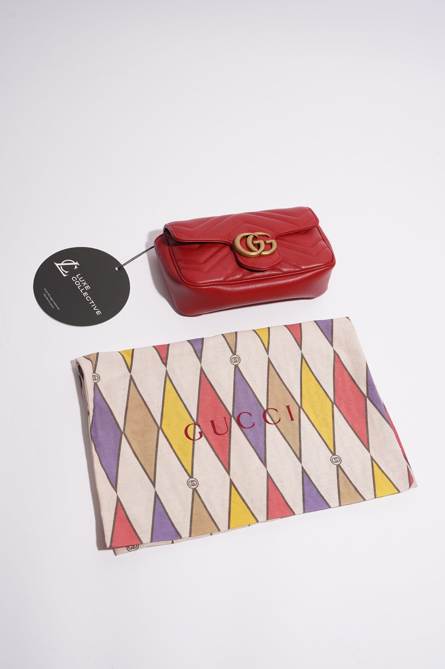 Gucci Womens Marmont Flap Red / Gold Super Mini