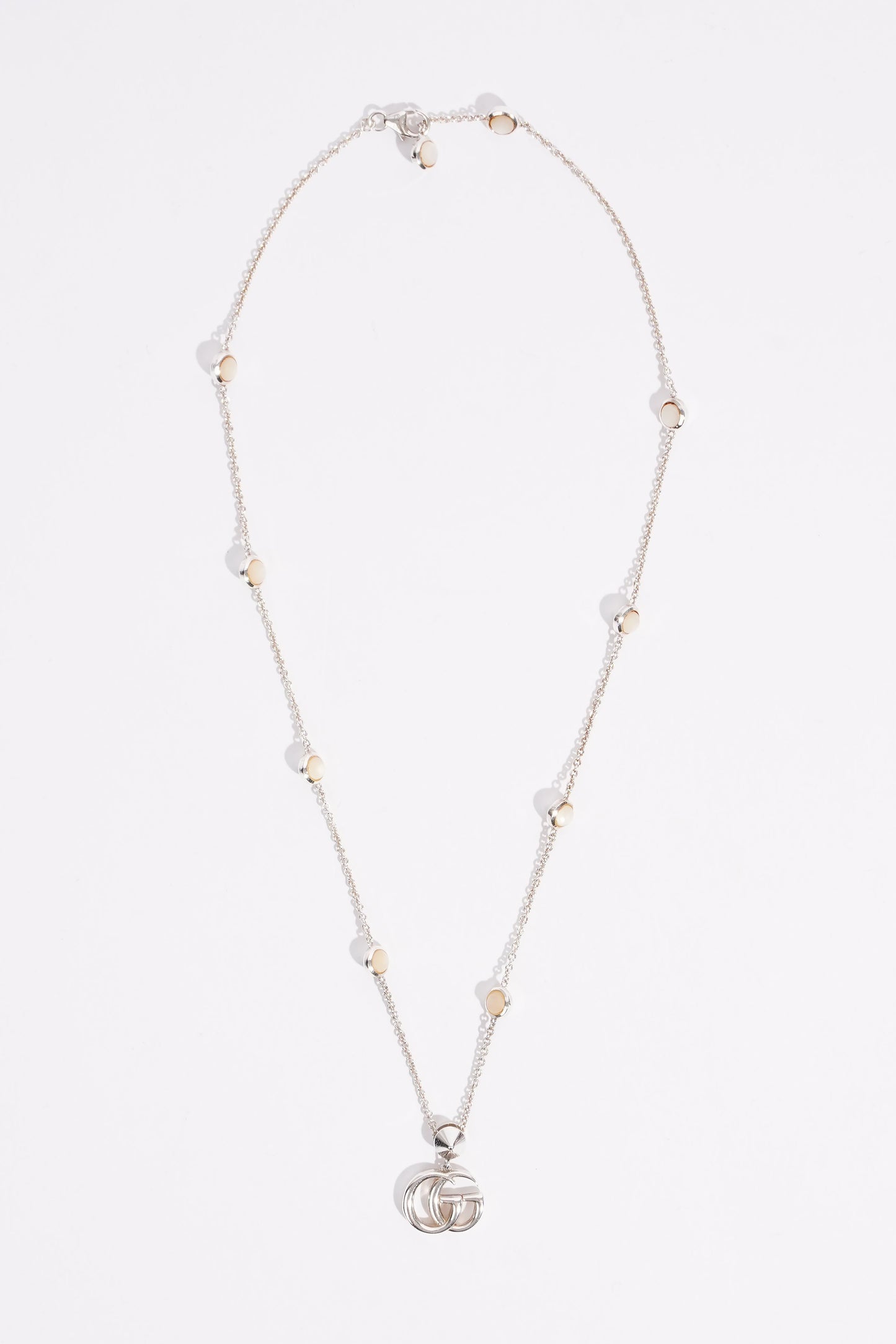 Gucci Mother of Pearl GG Necklace Sterling Silver