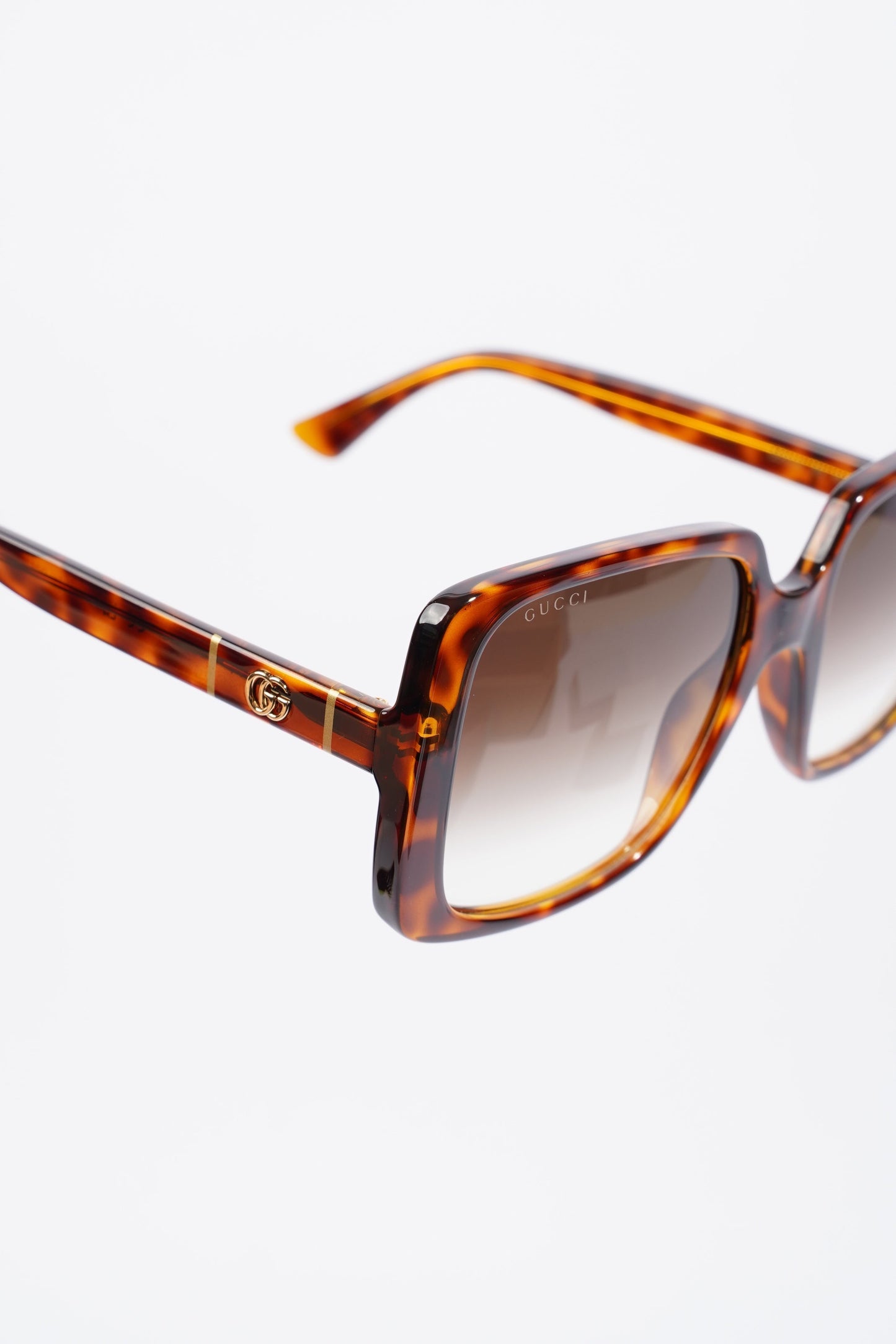 Gucci Womens Square Sunglasses Brown Acetate 145