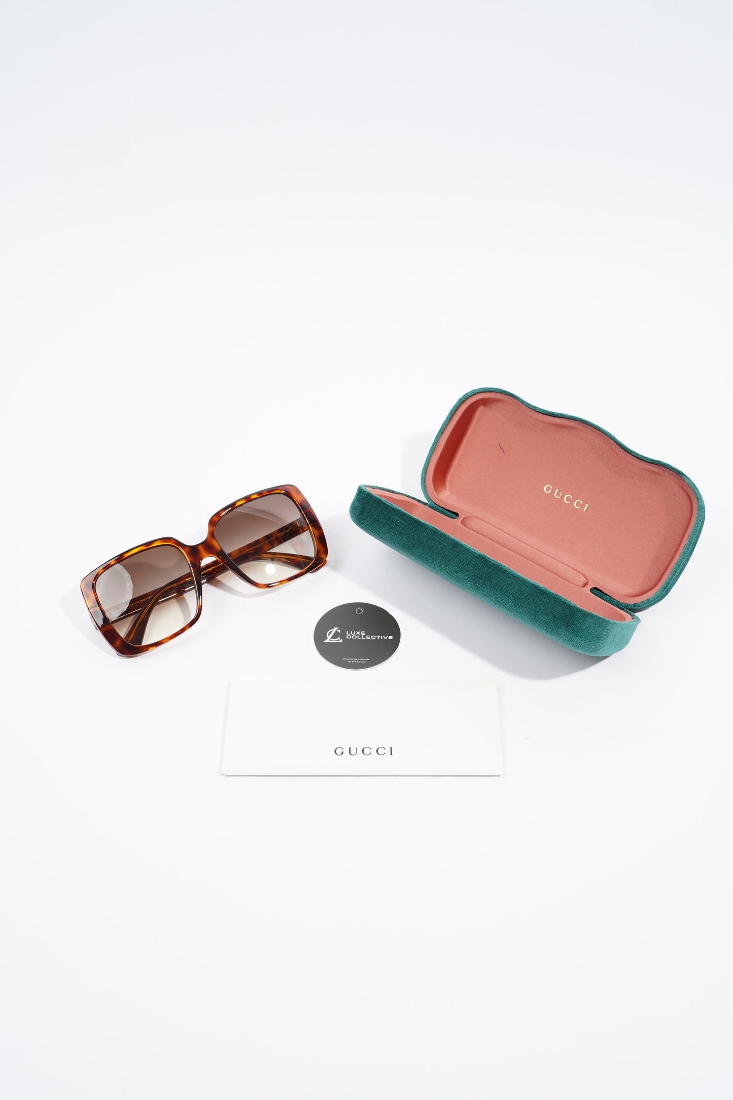 Gucci Womens Square Sunglasses Brown Acetate 145