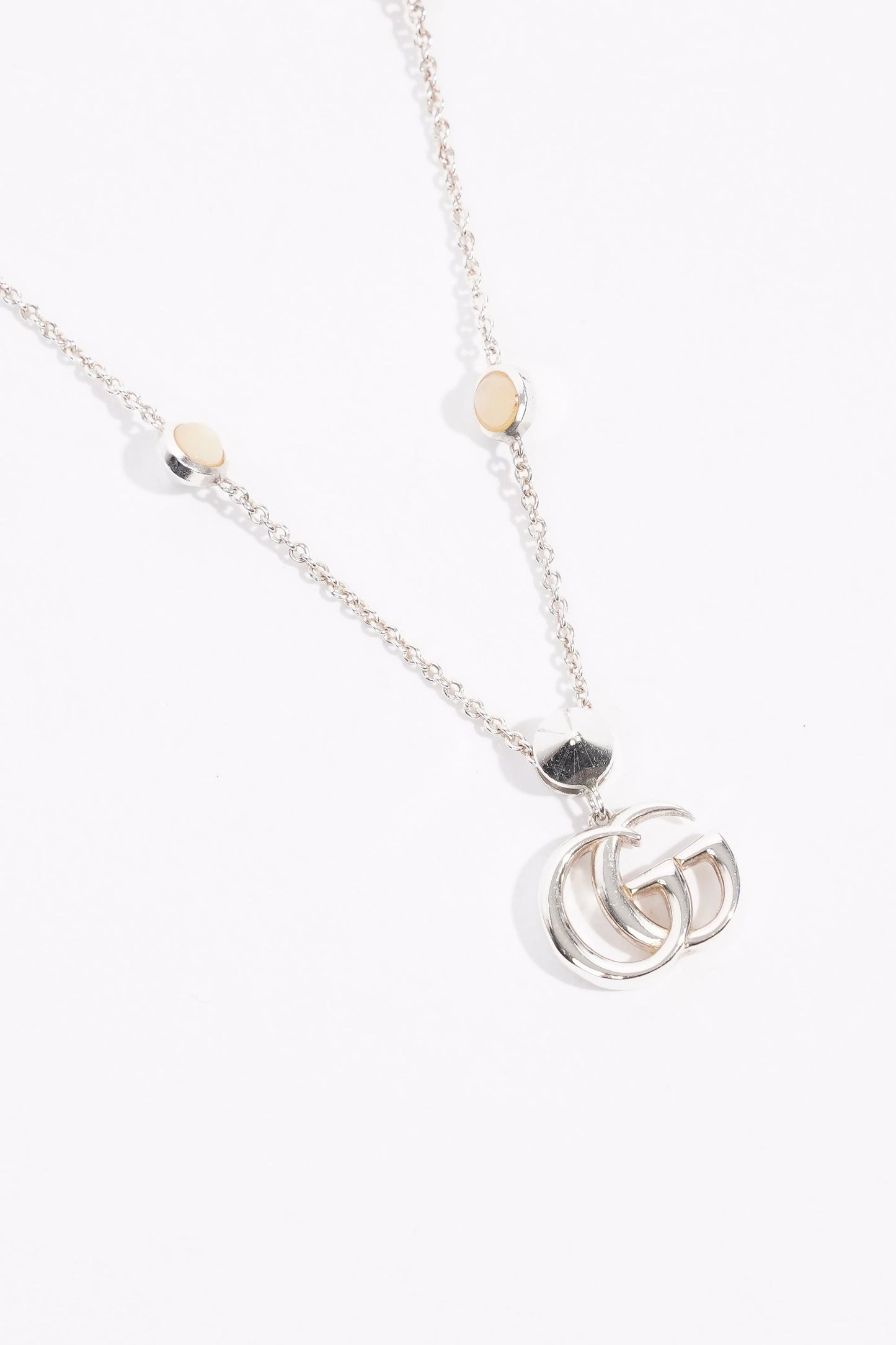 Gucci Mother of Pearl GG Necklace Sterling Silver
