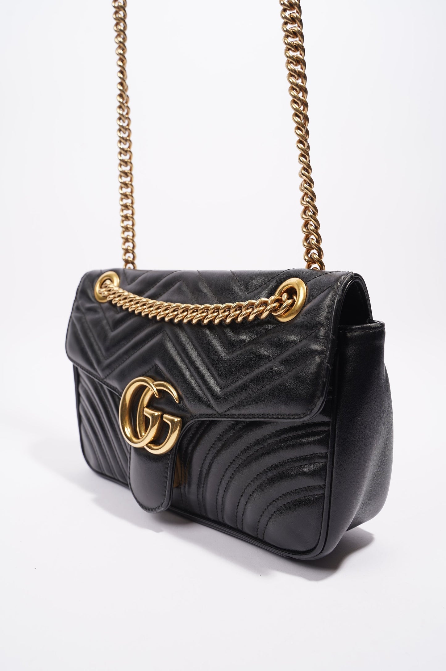Gucci Marmont GG Flap Bag Black Leather Small