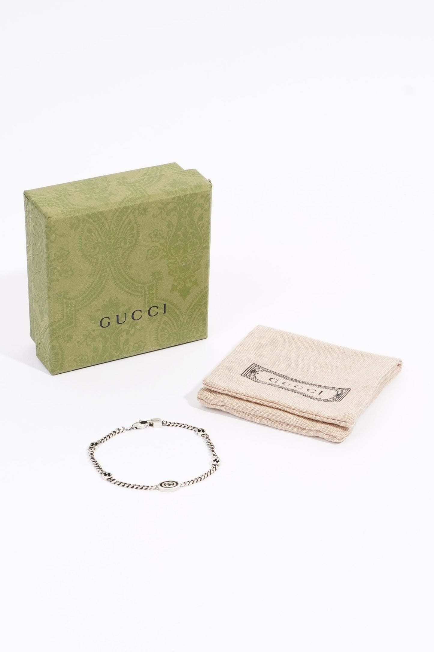 Gucci Mens Interlocking G Bracelet Sterling Sterling