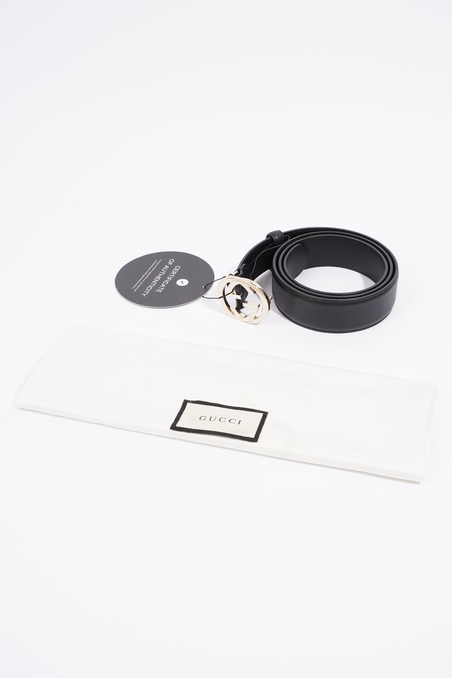 Gucci Womens Interlocking Belt Black Leather 100cm - 40"