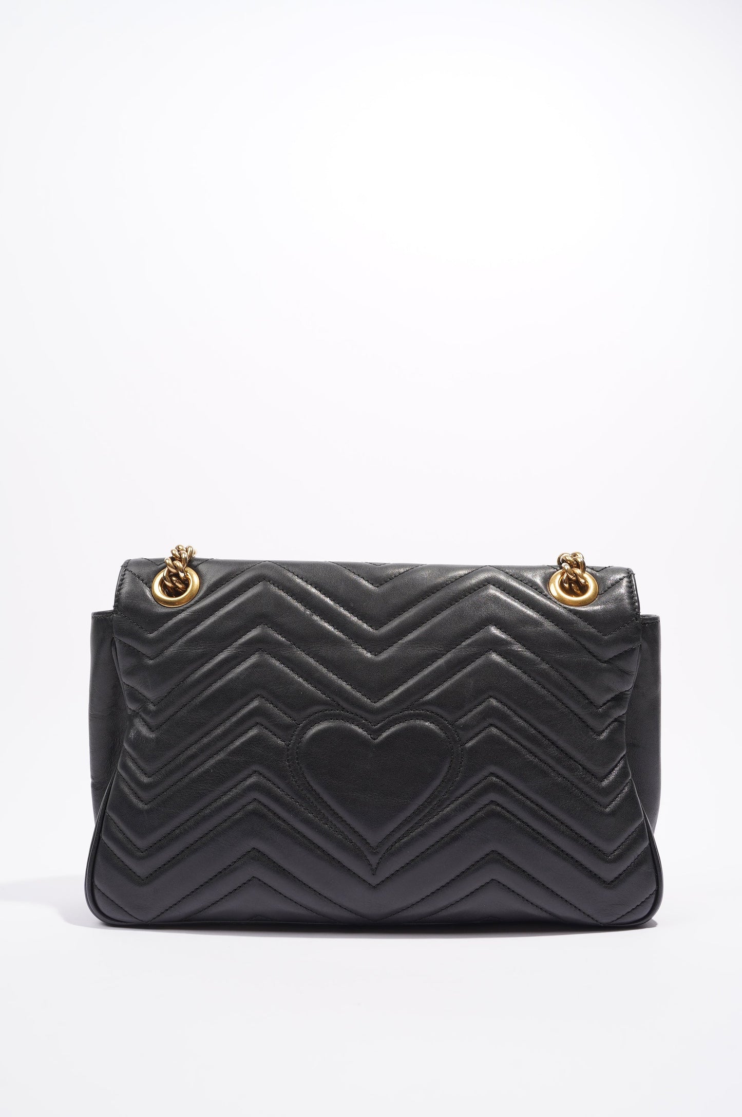 Gucci Womens Marmont Flap Bag Black Leather Medium