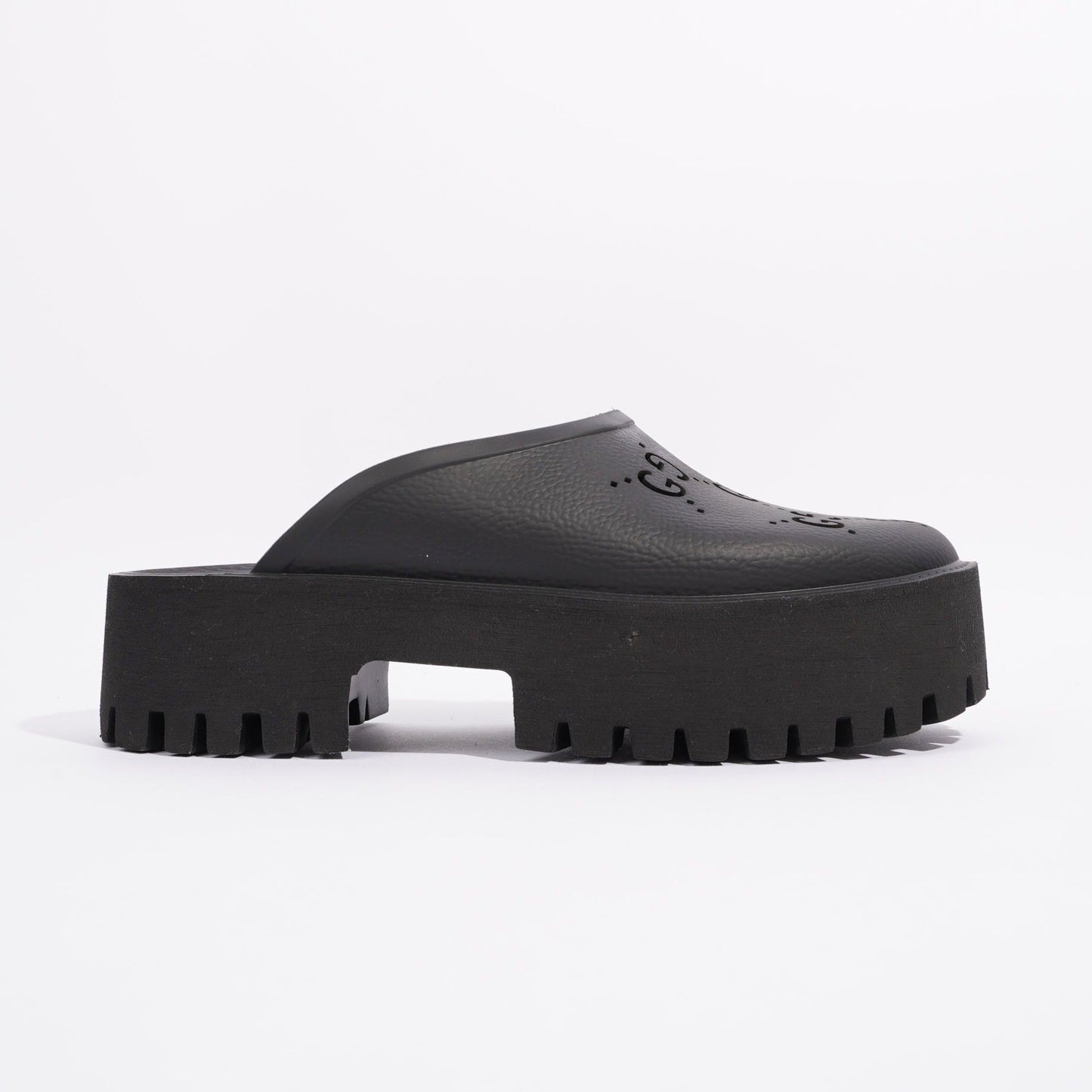 Gucci Womens Platform Perforated G Sandal Black EU 40 / UK 7