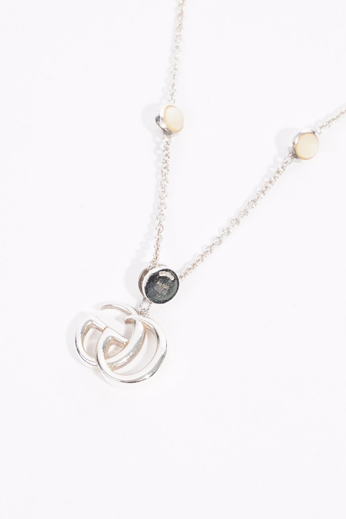 Gucci Mother of Pearl GG Necklace Sterling Silver