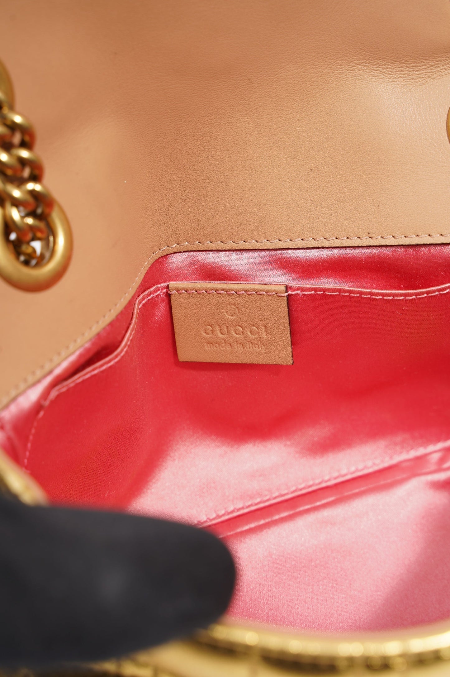 Gucci Womens Marmont Flap Gold / Pearl Mini