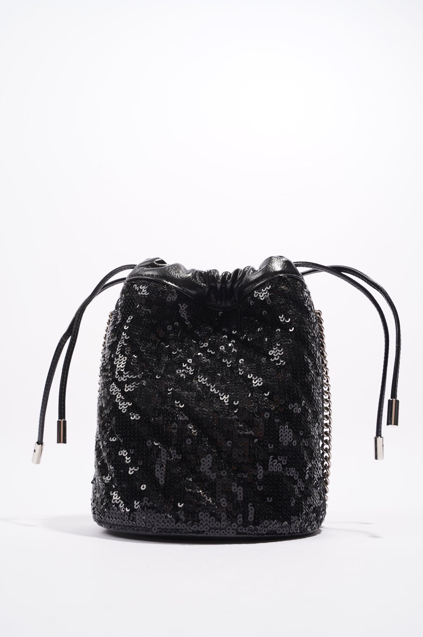 Gucci Womens GG Marmont Bucket Bag Black Leather / Sequin Mini