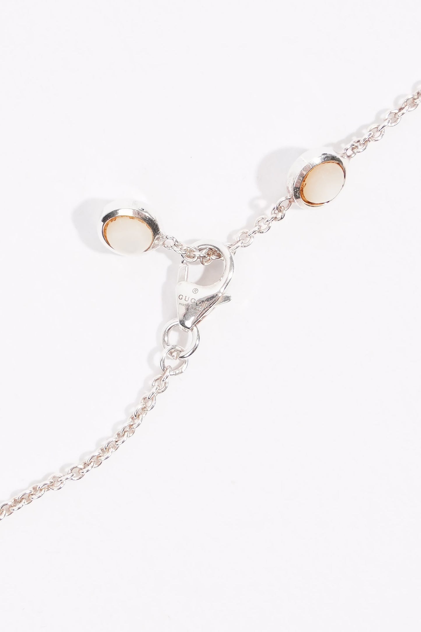 Gucci Mother of Pearl GG Necklace Sterling Silver