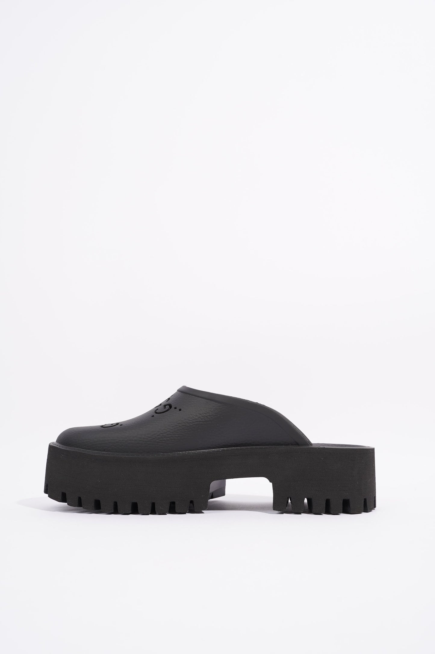 Gucci Womens Platform Perforated G Sandal Black EU 40 / UK 7