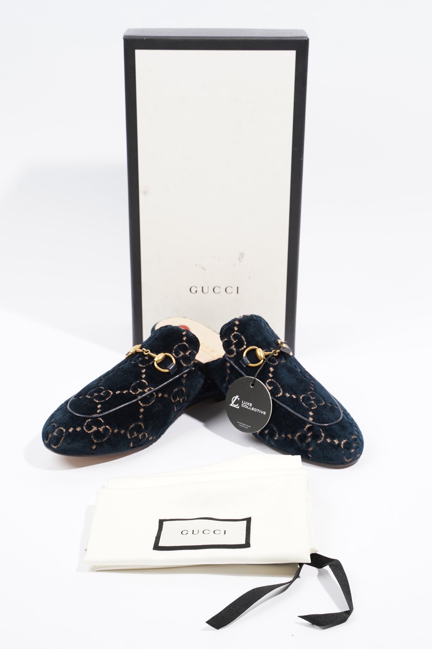 Gucci Womens Jumbo GG Princetown Slipper Navy EU 37.5 / UK 4.5