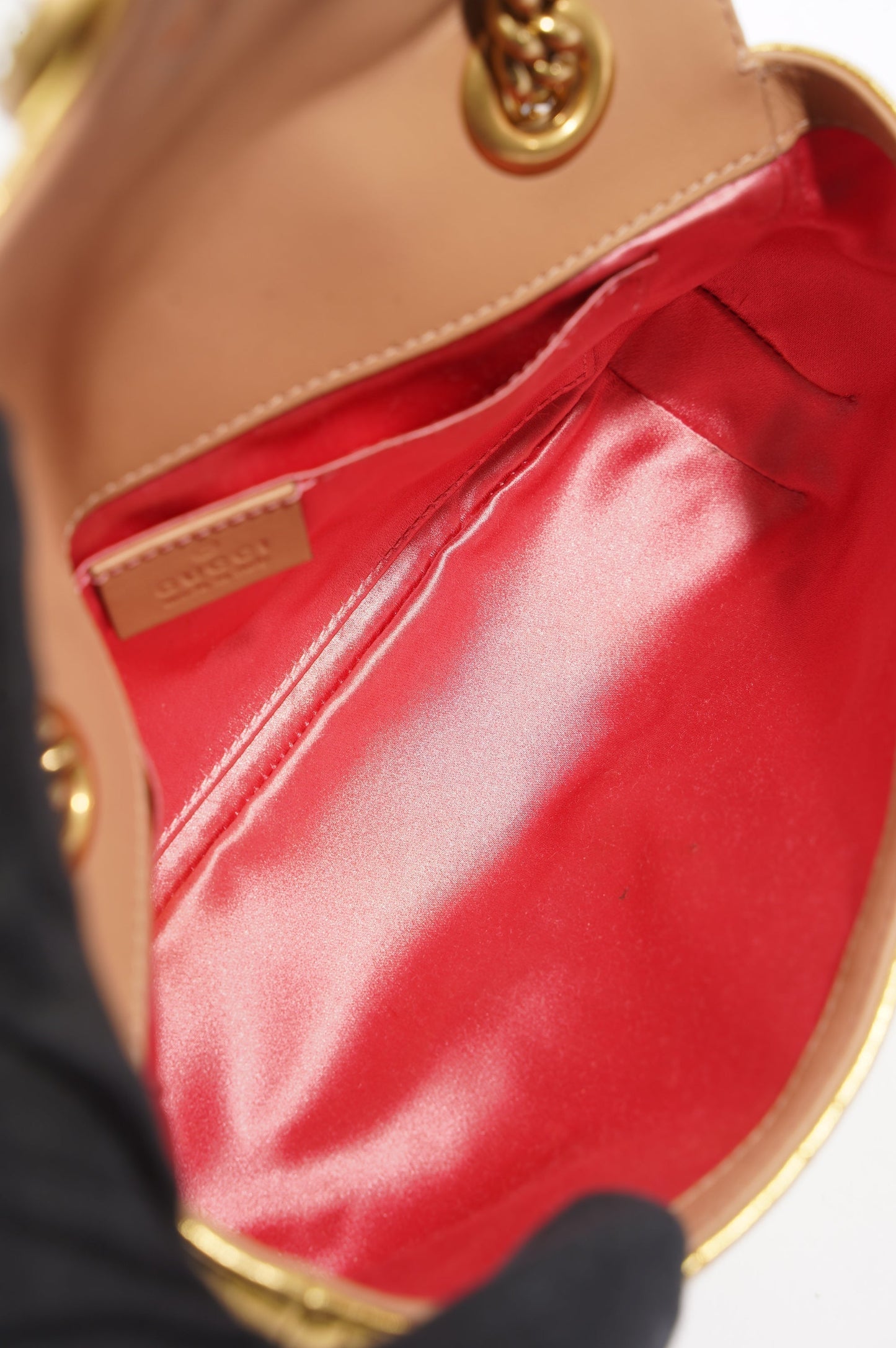 Gucci Womens Marmont Flap Gold / Pearl Mini