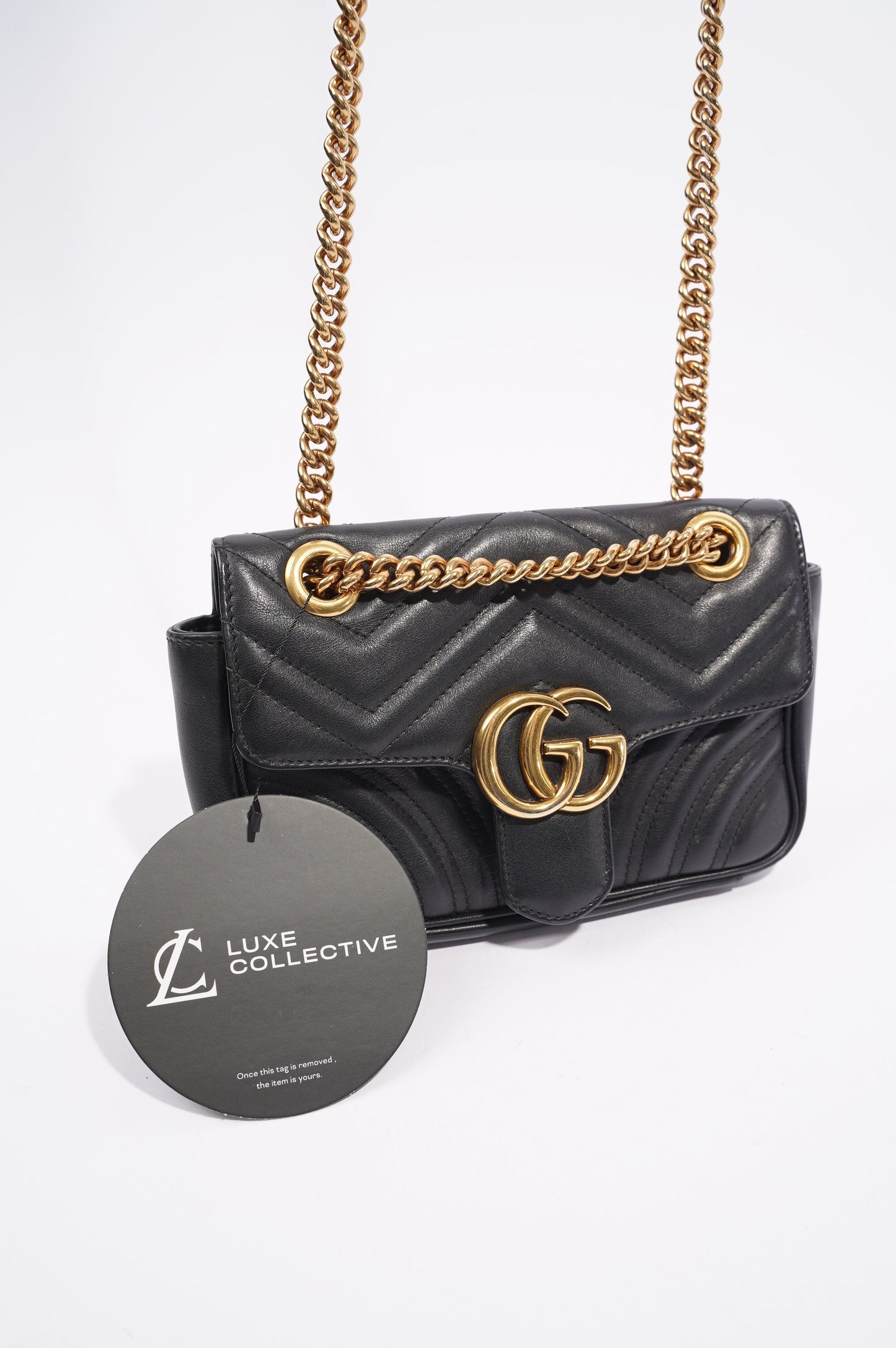 Gucci Womens GG Marmont Flap Bag Black Mini
