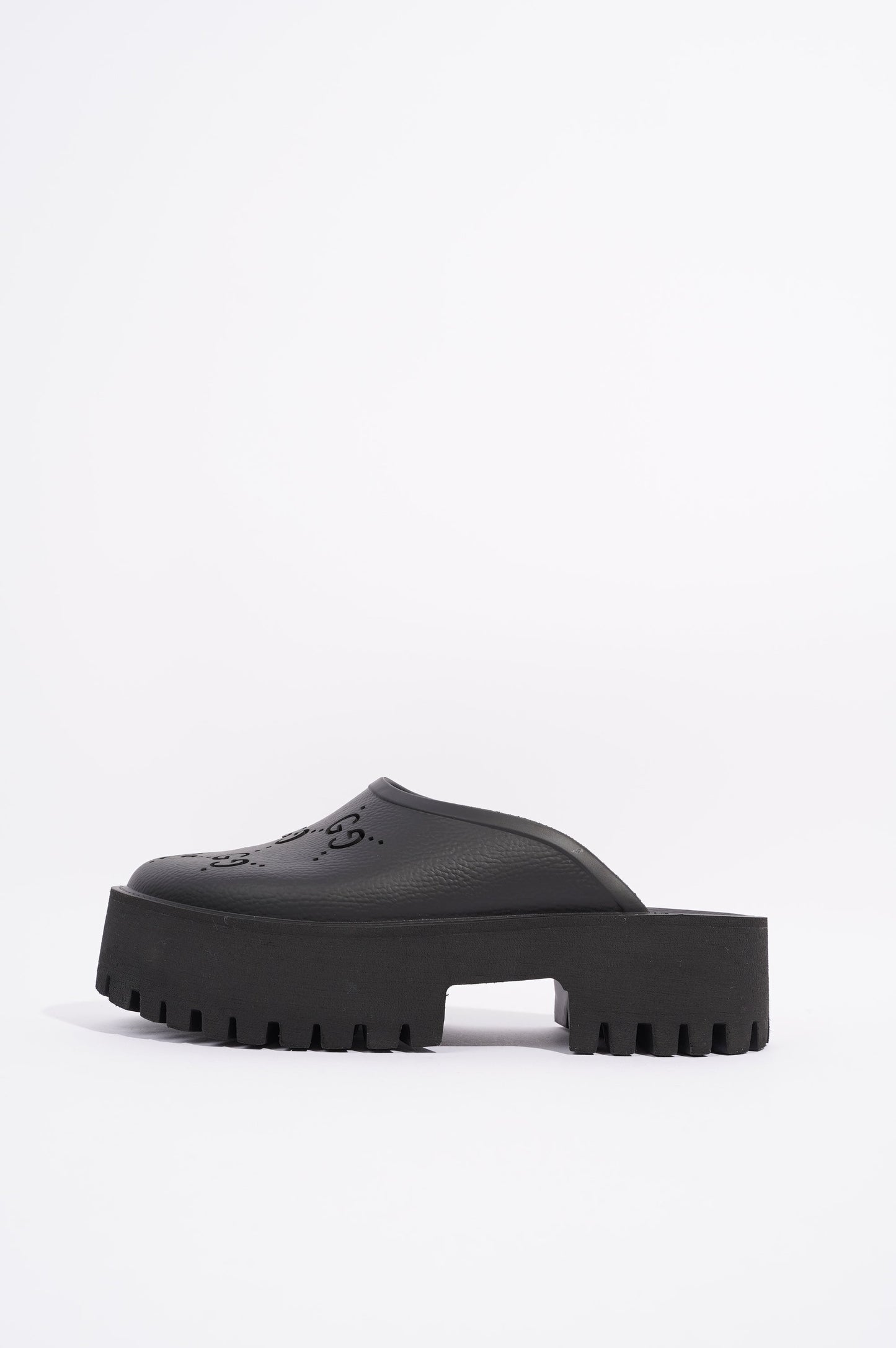 Gucci Womens Platform Perforated G Sandal Black EU 40 / UK 7
