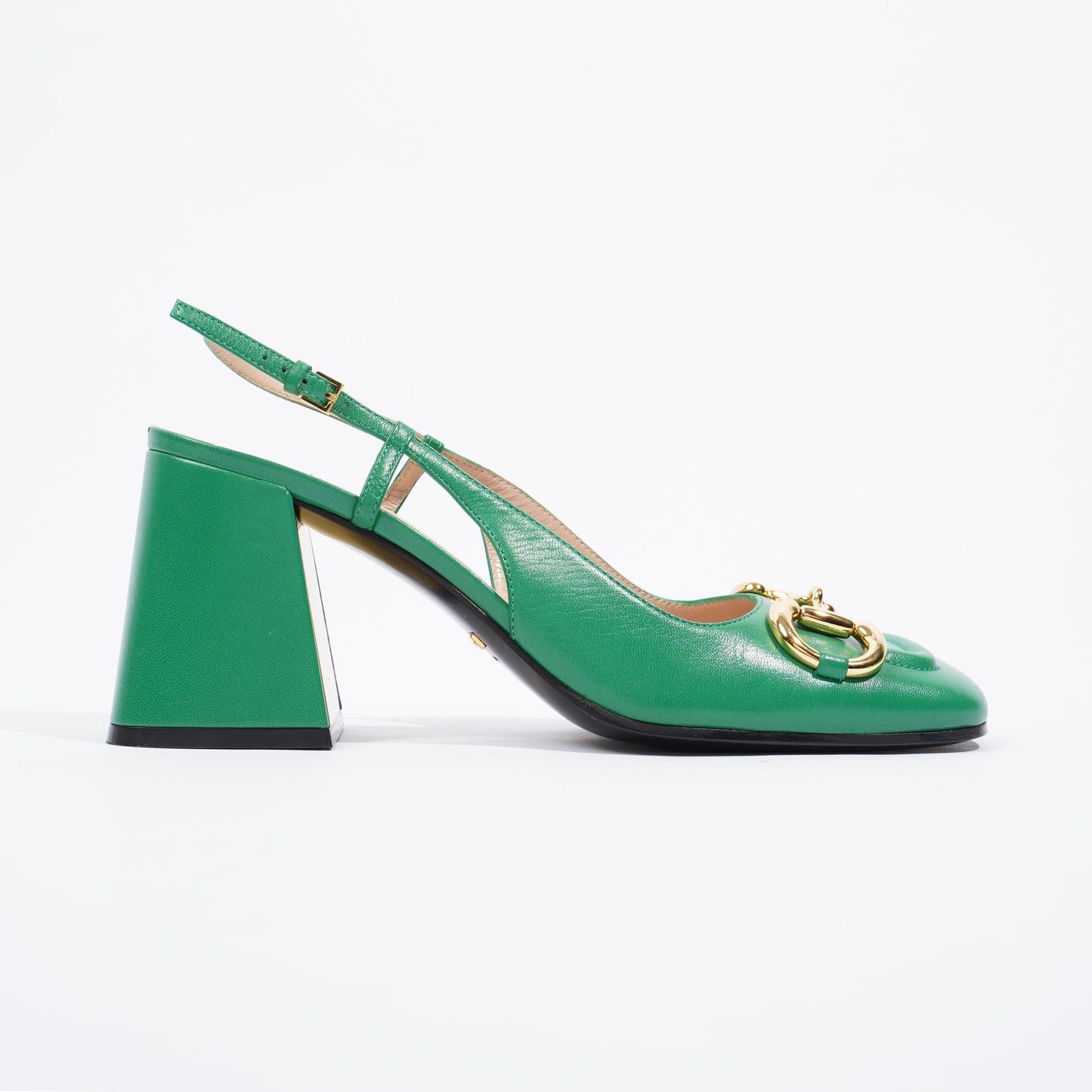 Gucci Mid Heel Slingback Heel Green Leather EU 38 / UK 5