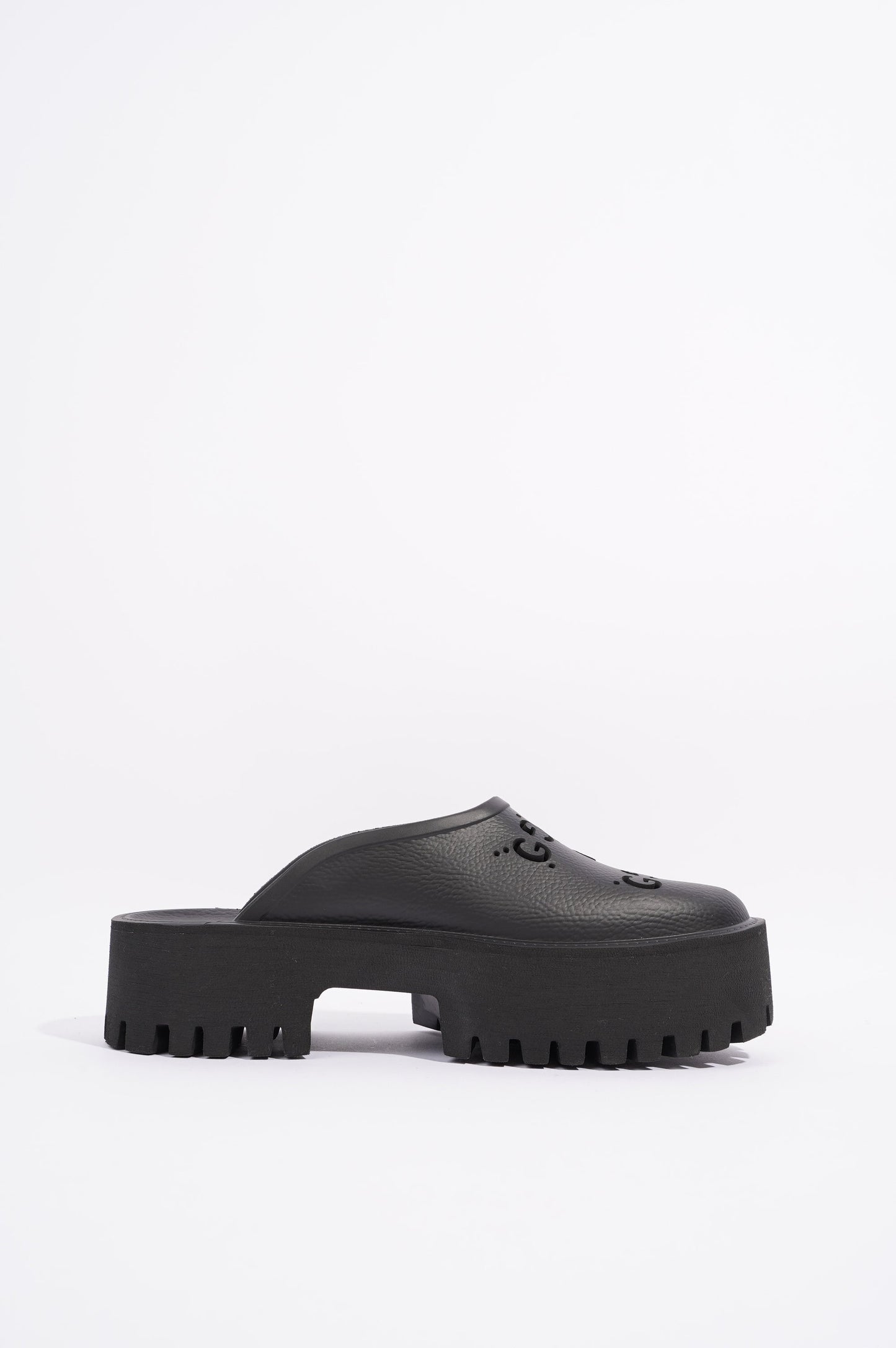 Gucci Womens Platform Perforated G Sandal Black EU 40 / UK 7