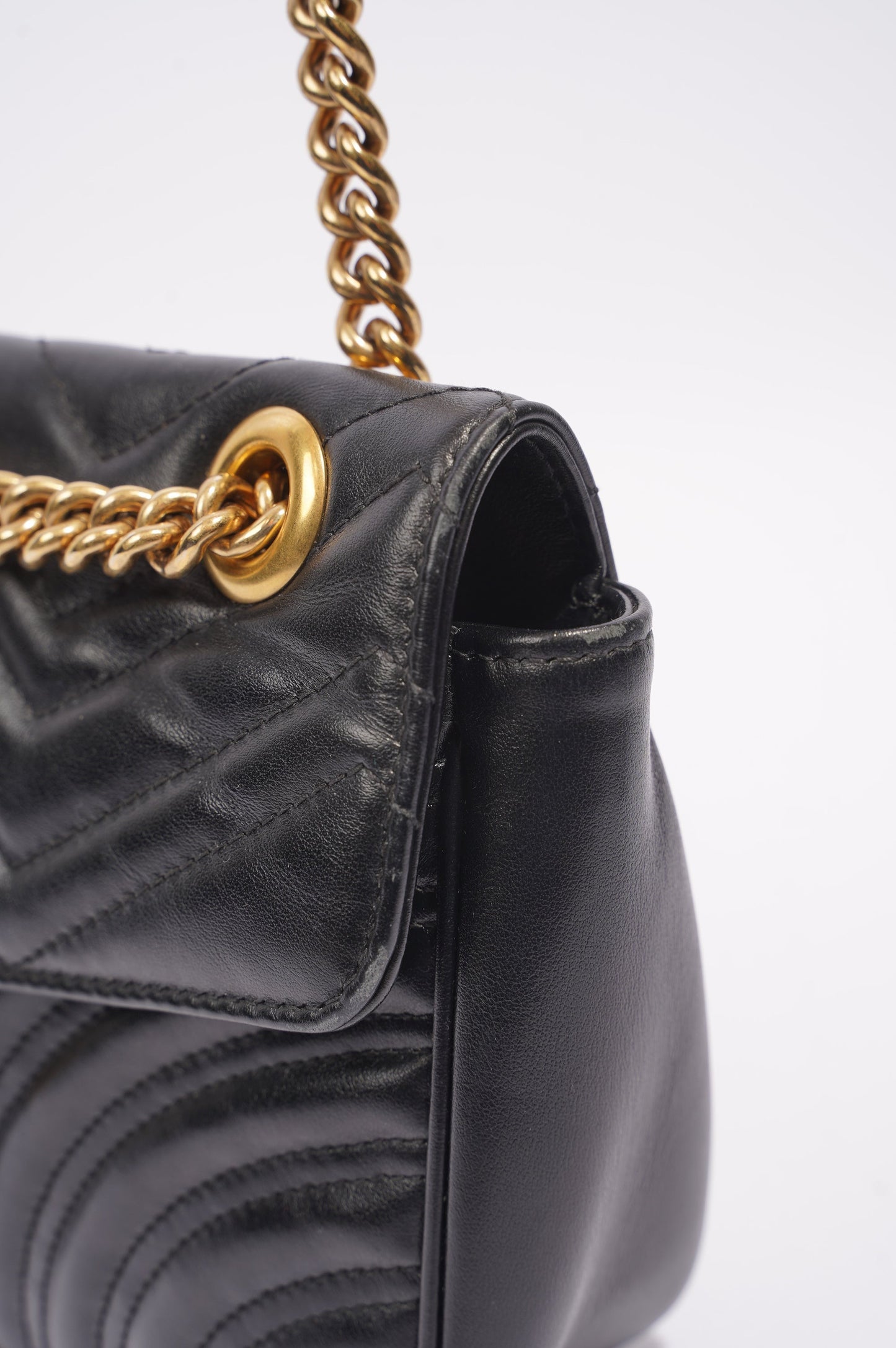 Gucci Marmont GG Flap Bag Black Leather Small