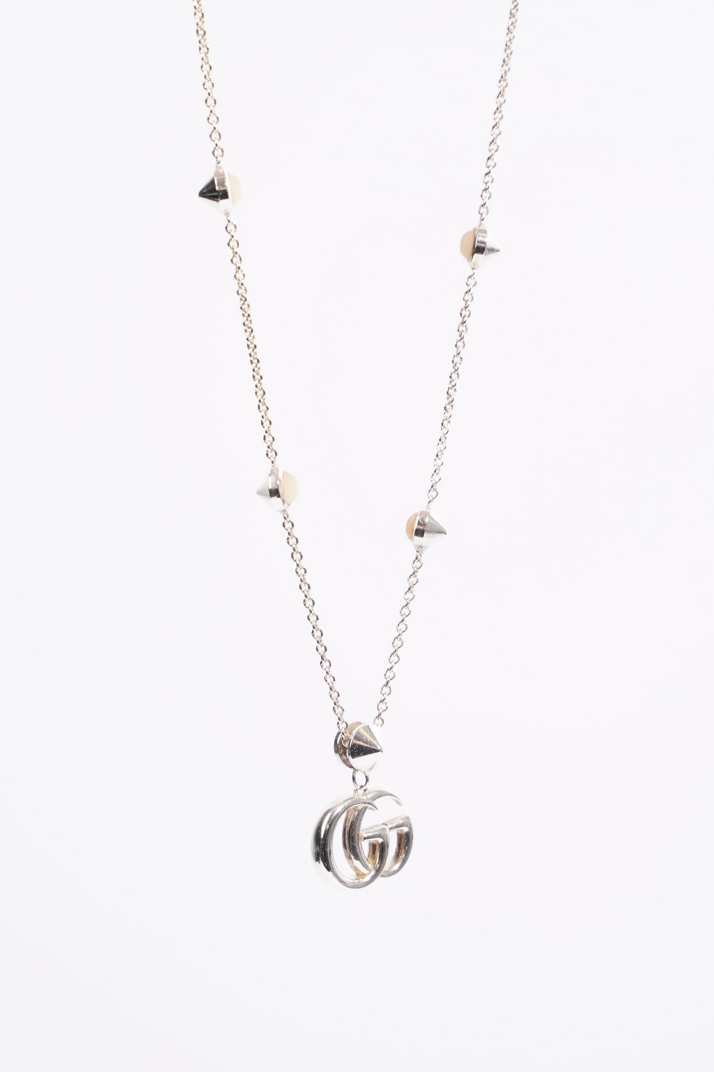 Gucci Mother of Pearl GG Necklace Sterling Silver
