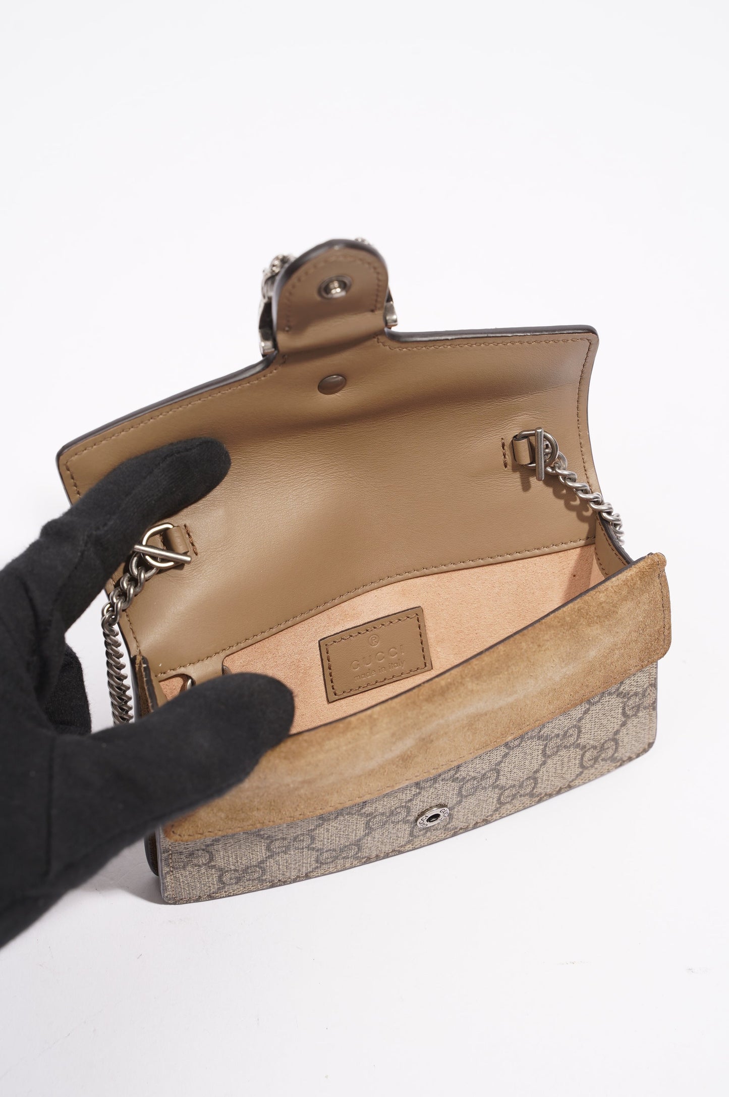 Gucci Womens Dionysus Bag Brown Canvas Super Mini