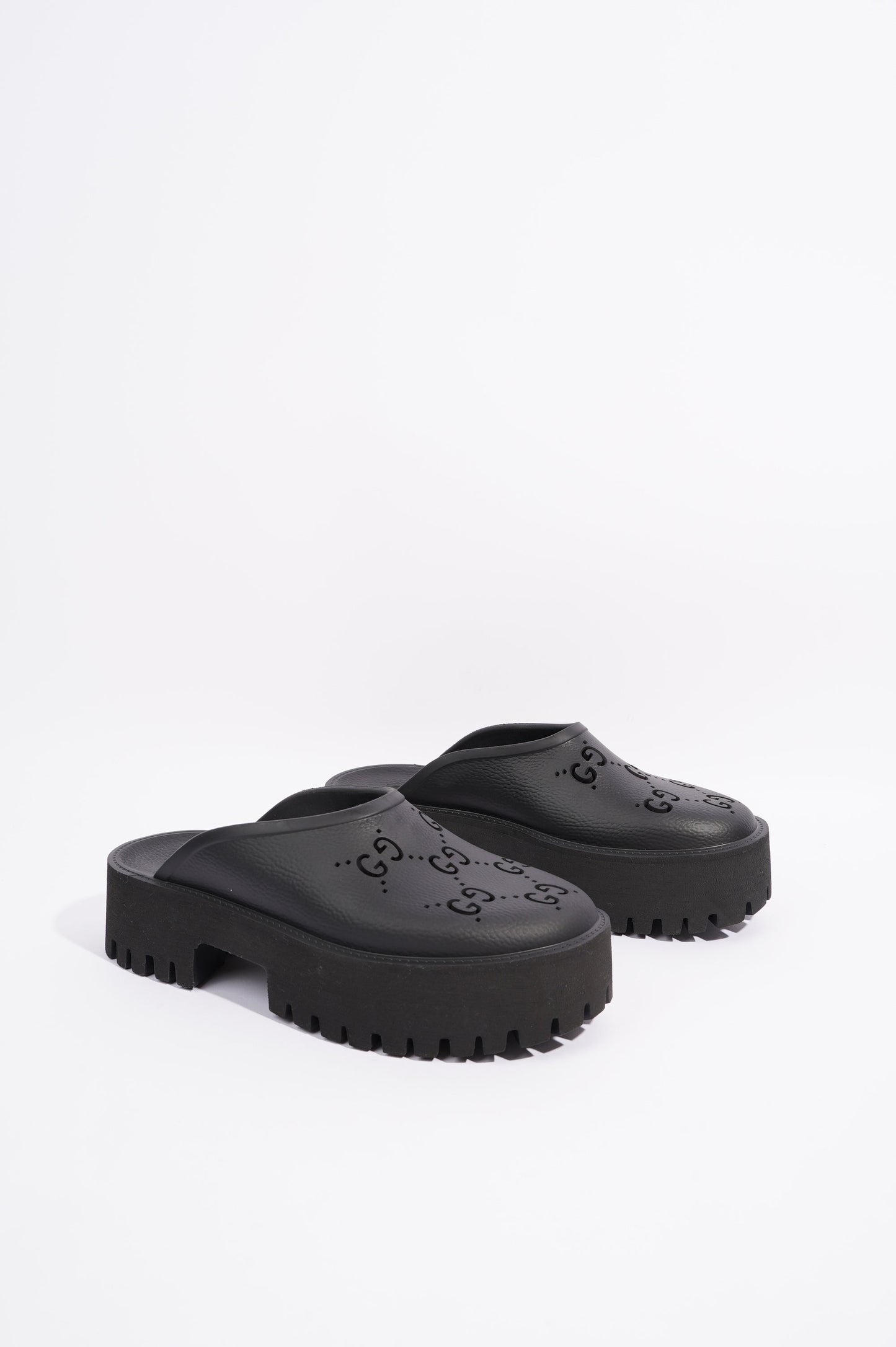 Gucci Womens Platform Perforated G Sandal Black EU 40 / UK 7