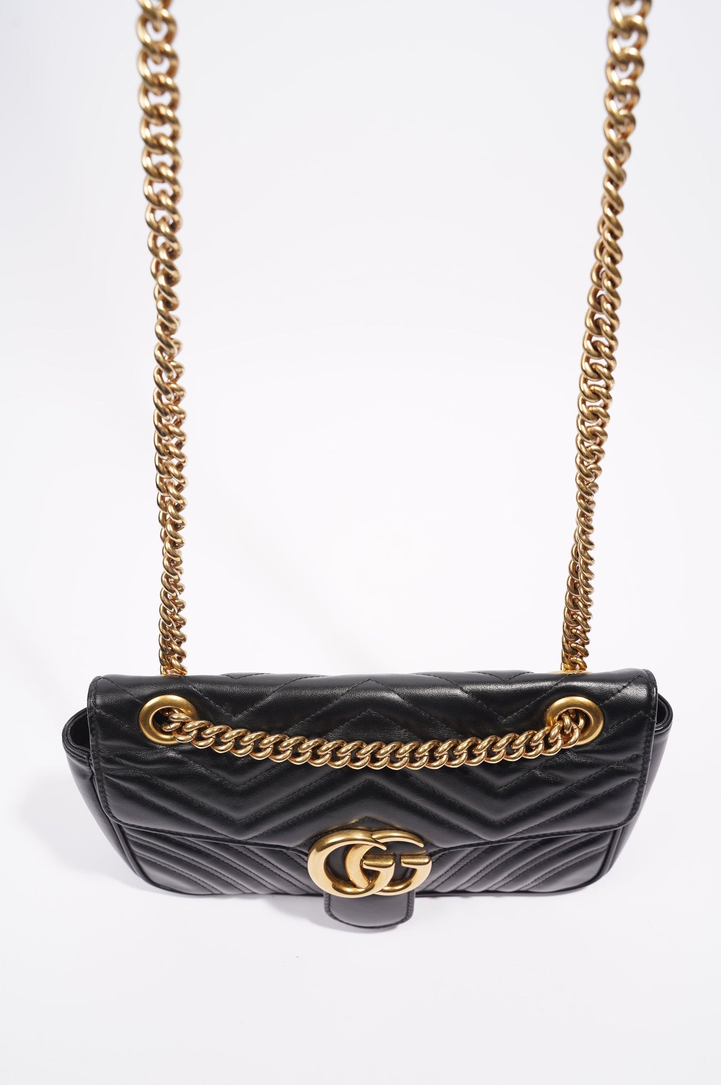 Gucci Marmont GG Flap Bag Black Leather Small