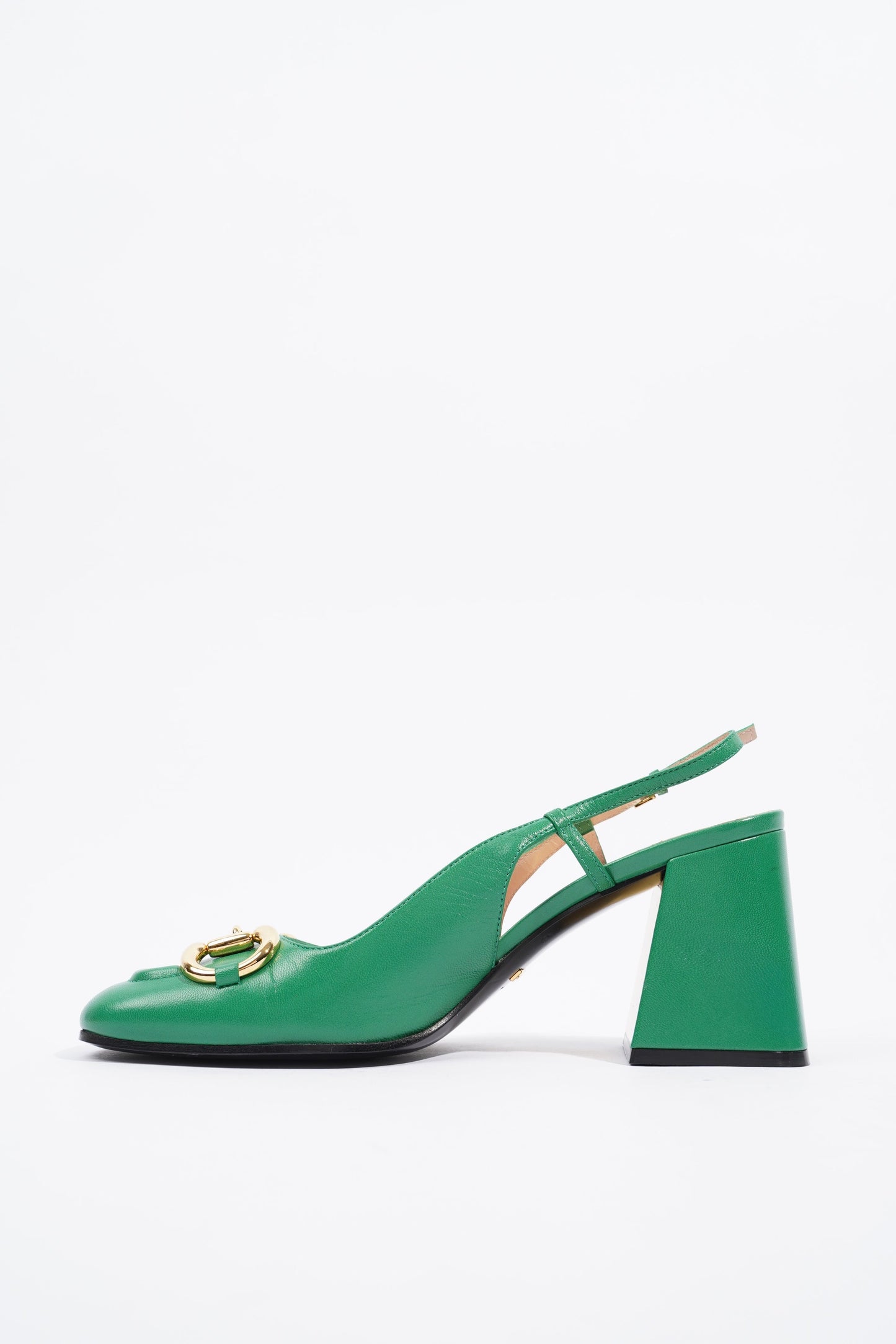 Gucci Mid Heel Slingback Heel Green Leather EU 38 / UK 5