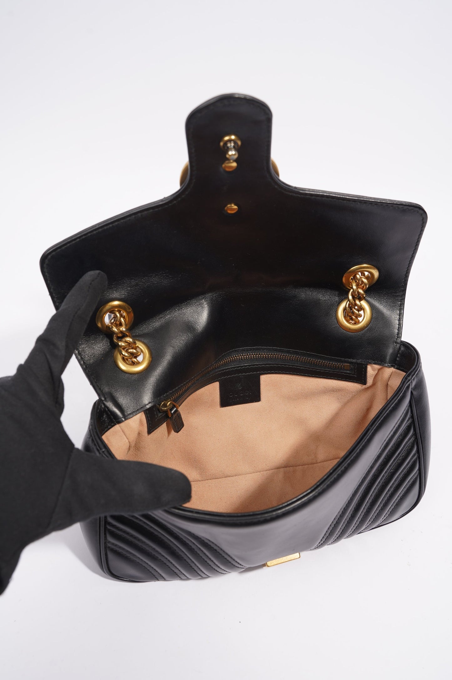 Gucci Marmont GG Flap Bag Black Leather Small