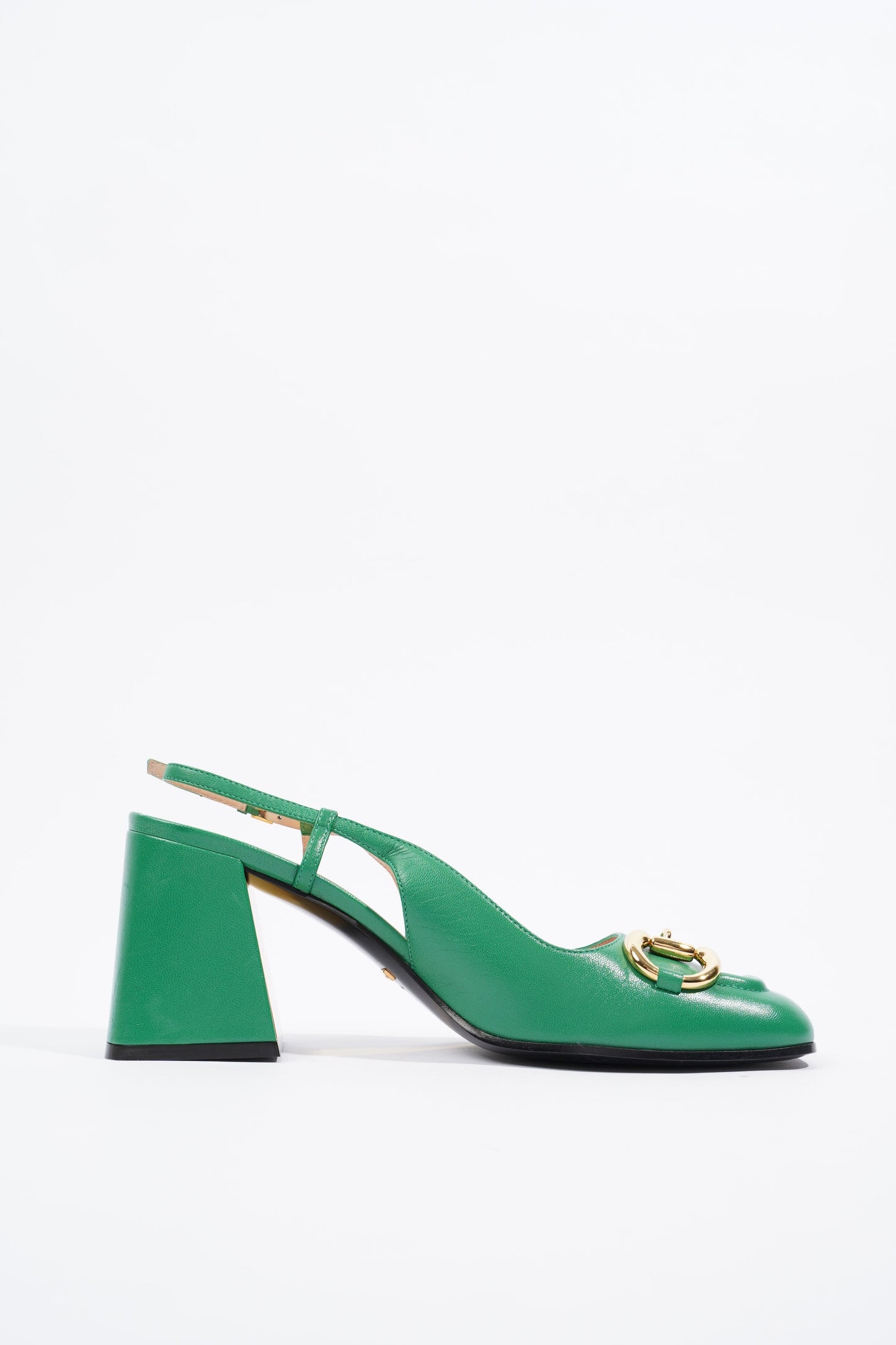 Gucci Mid Heel Slingback Heel Green Leather EU 38 / UK 5