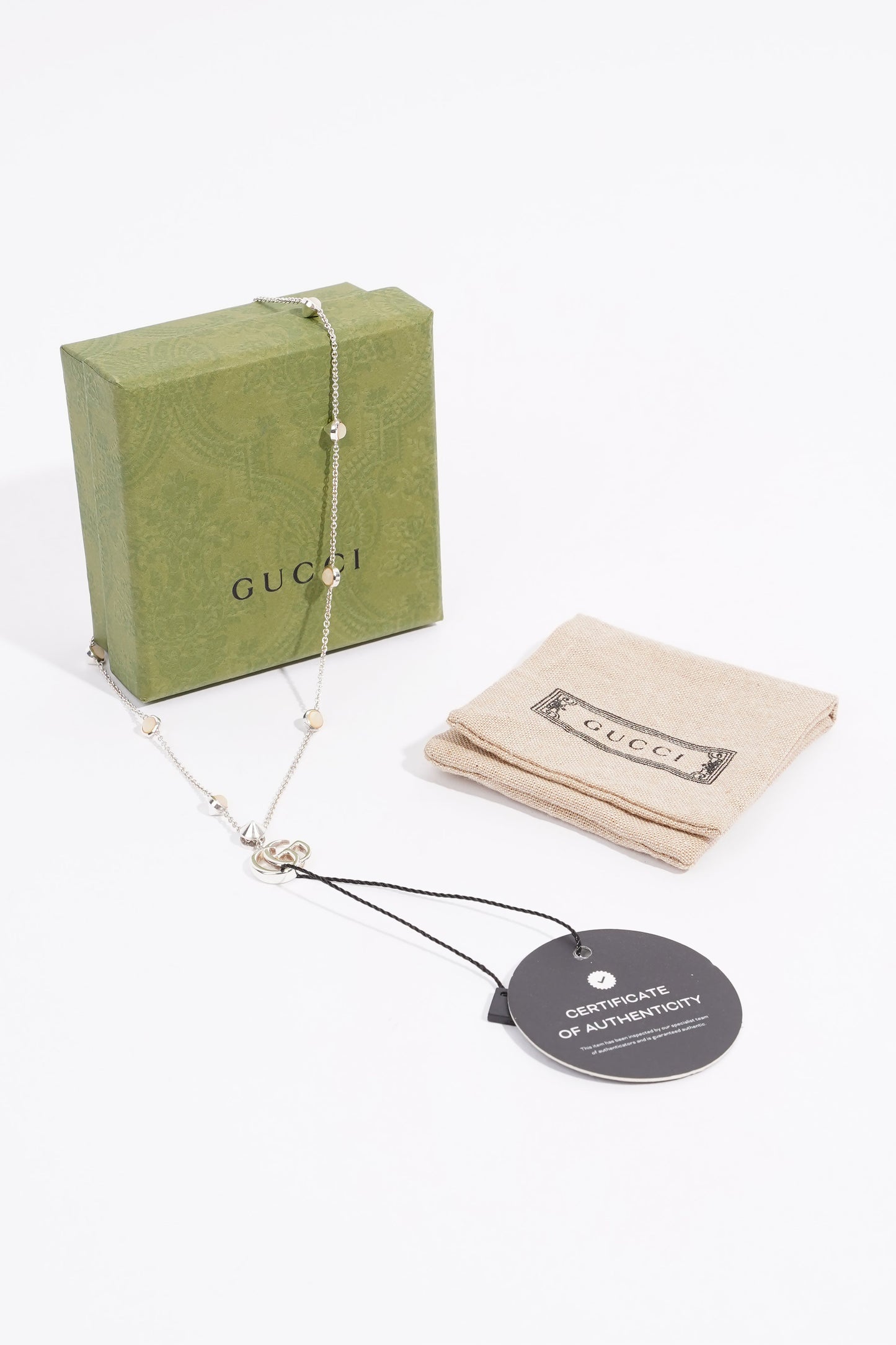 Gucci Mother of Pearl GG Necklace Sterling Silver