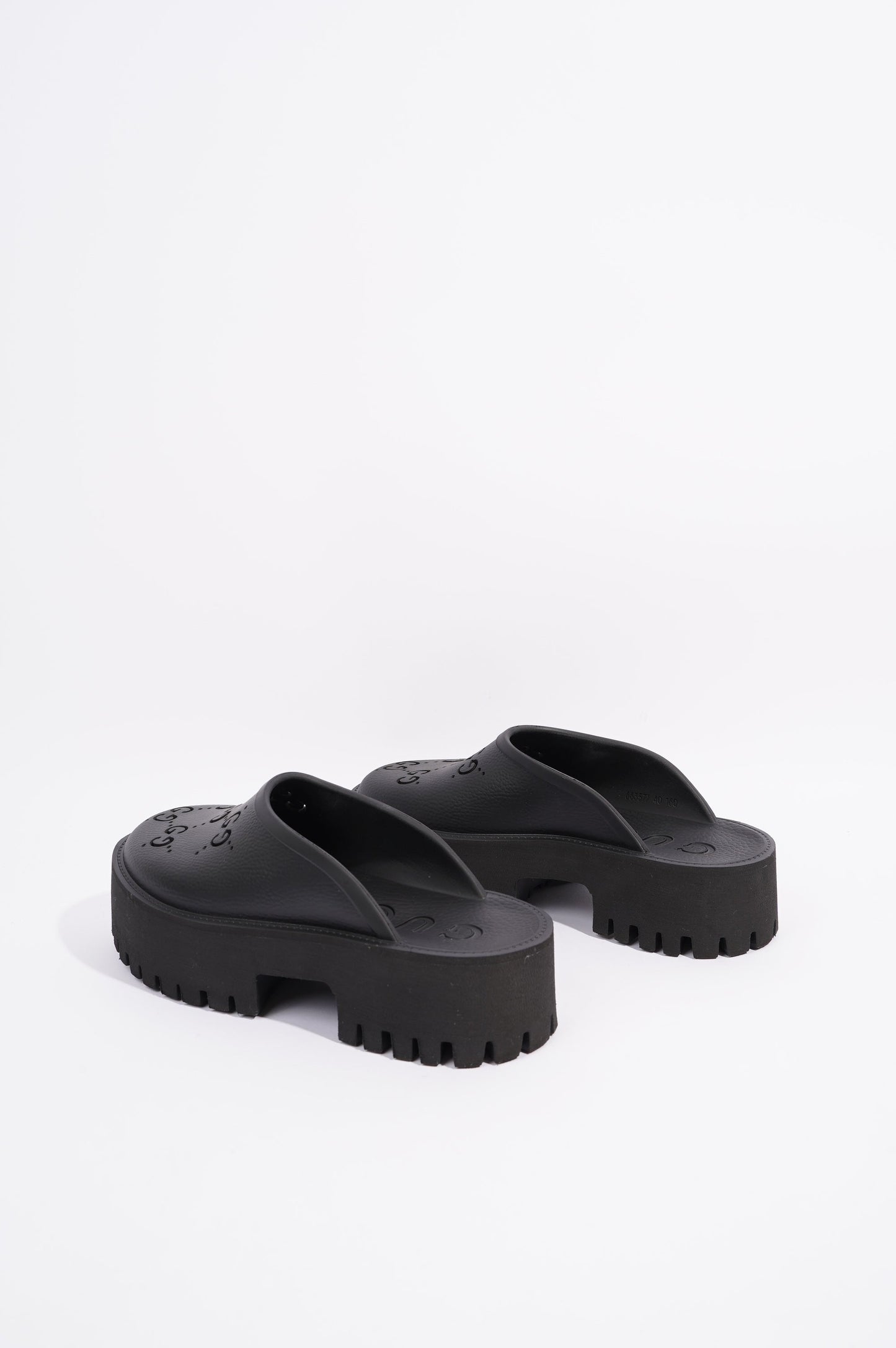 Gucci Womens Platform Perforated G Sandal Black EU 40 / UK 7