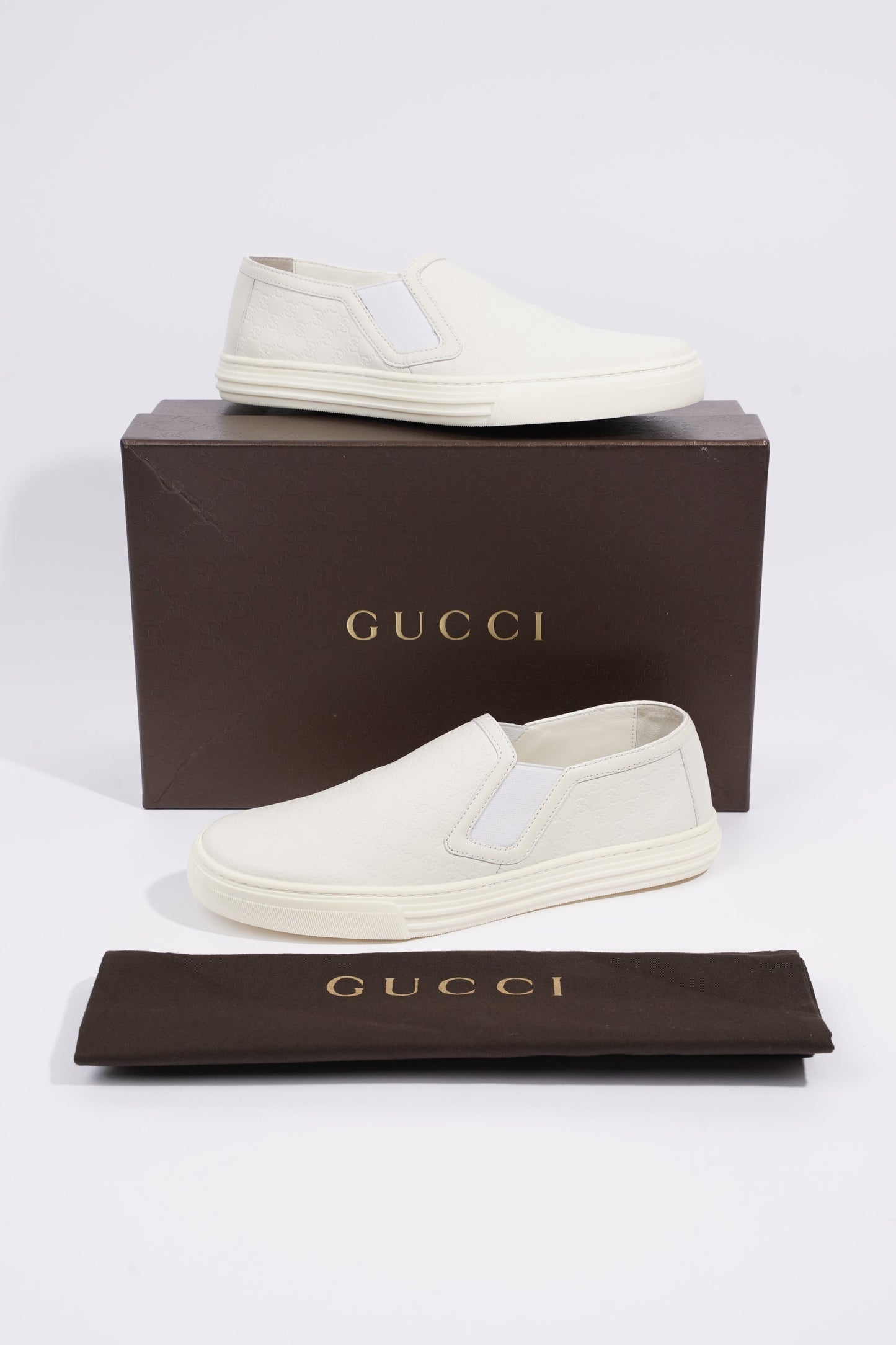 Gucci Womens Slip On Sneaker White Guccissima EU 37 / UK 4