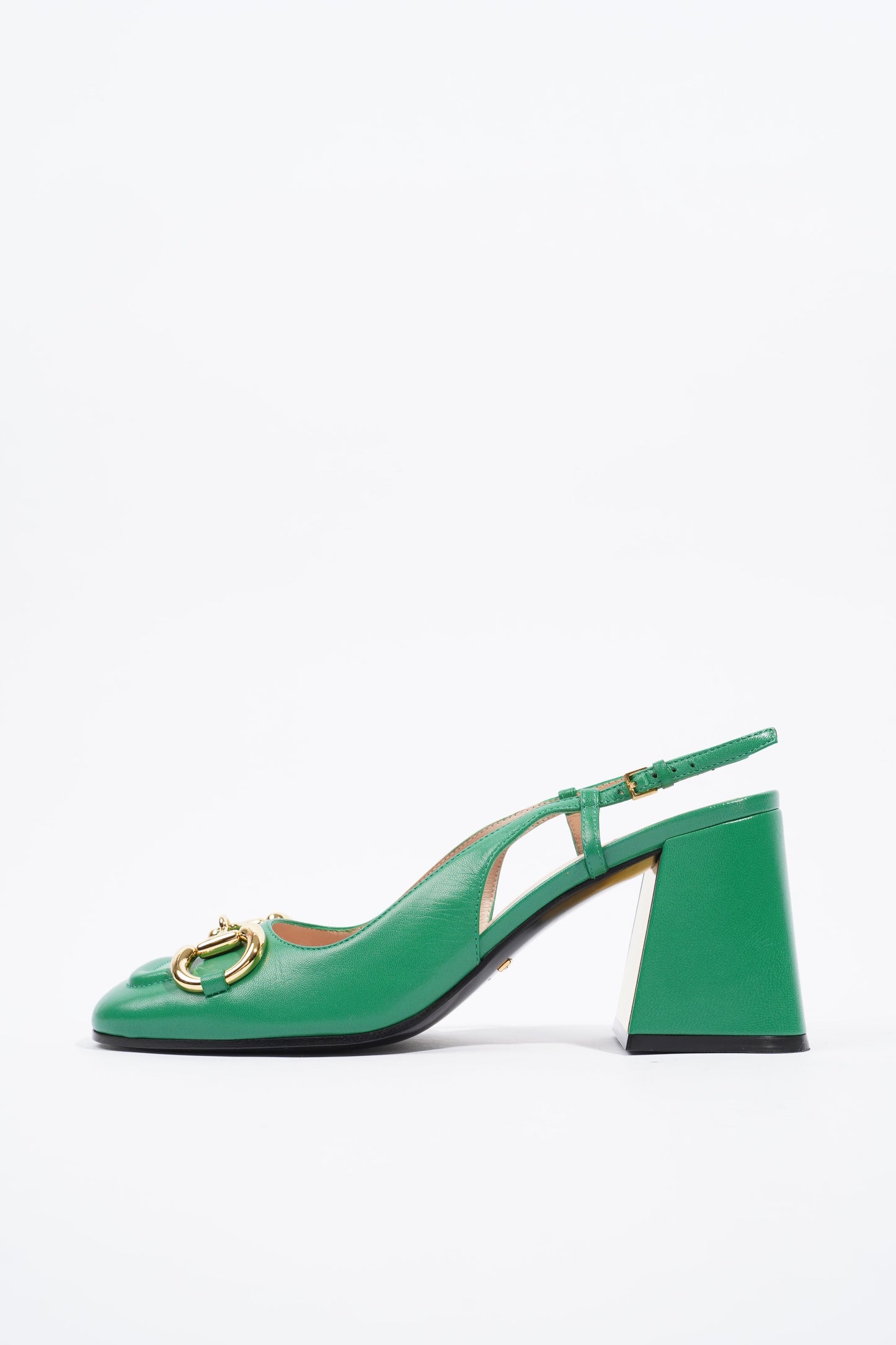 Gucci Mid Heel Slingback Heel Green Leather EU 38 / UK 5
