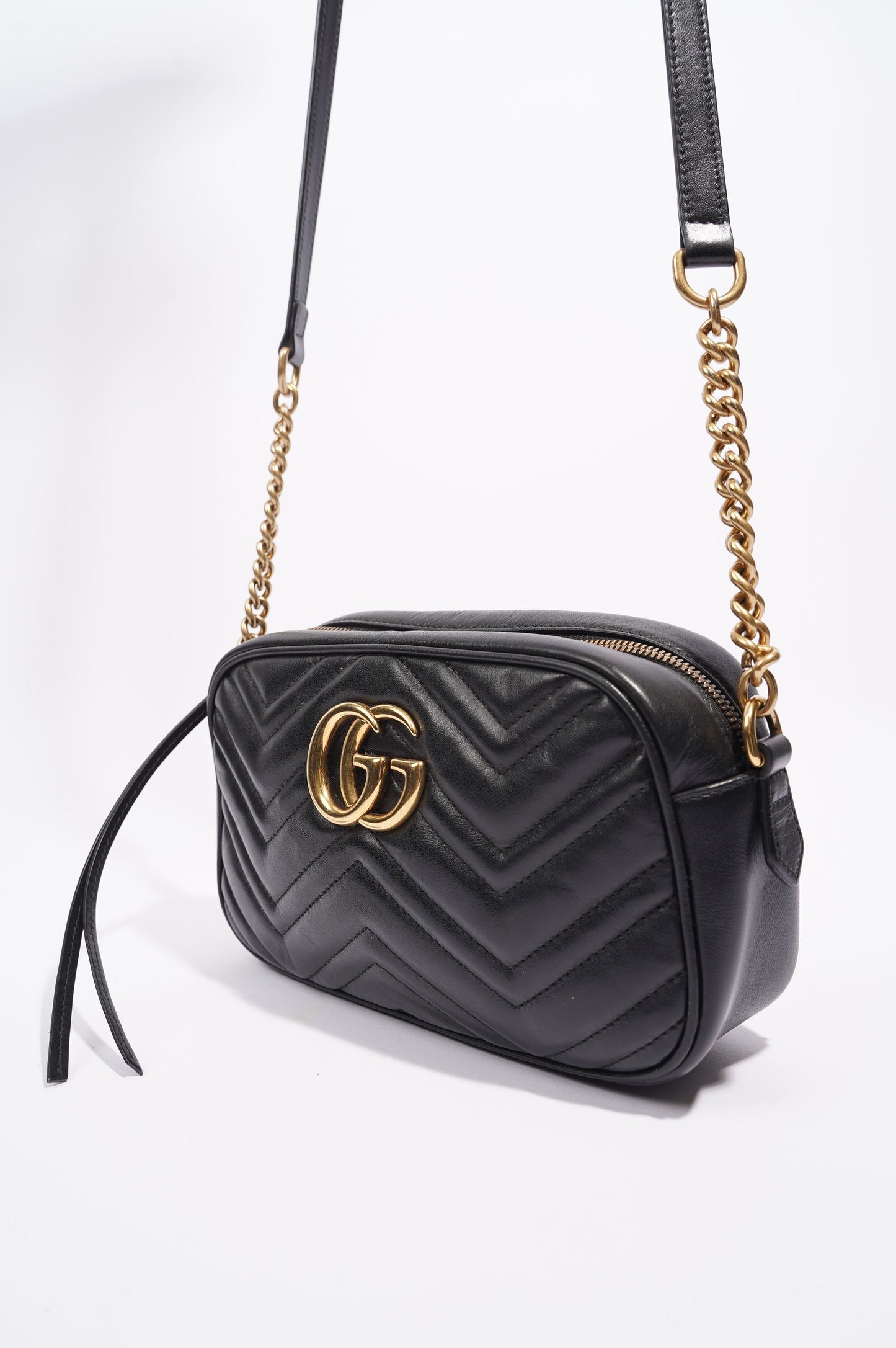 Gucci Womens GG Marmont Bag Black Leather Small