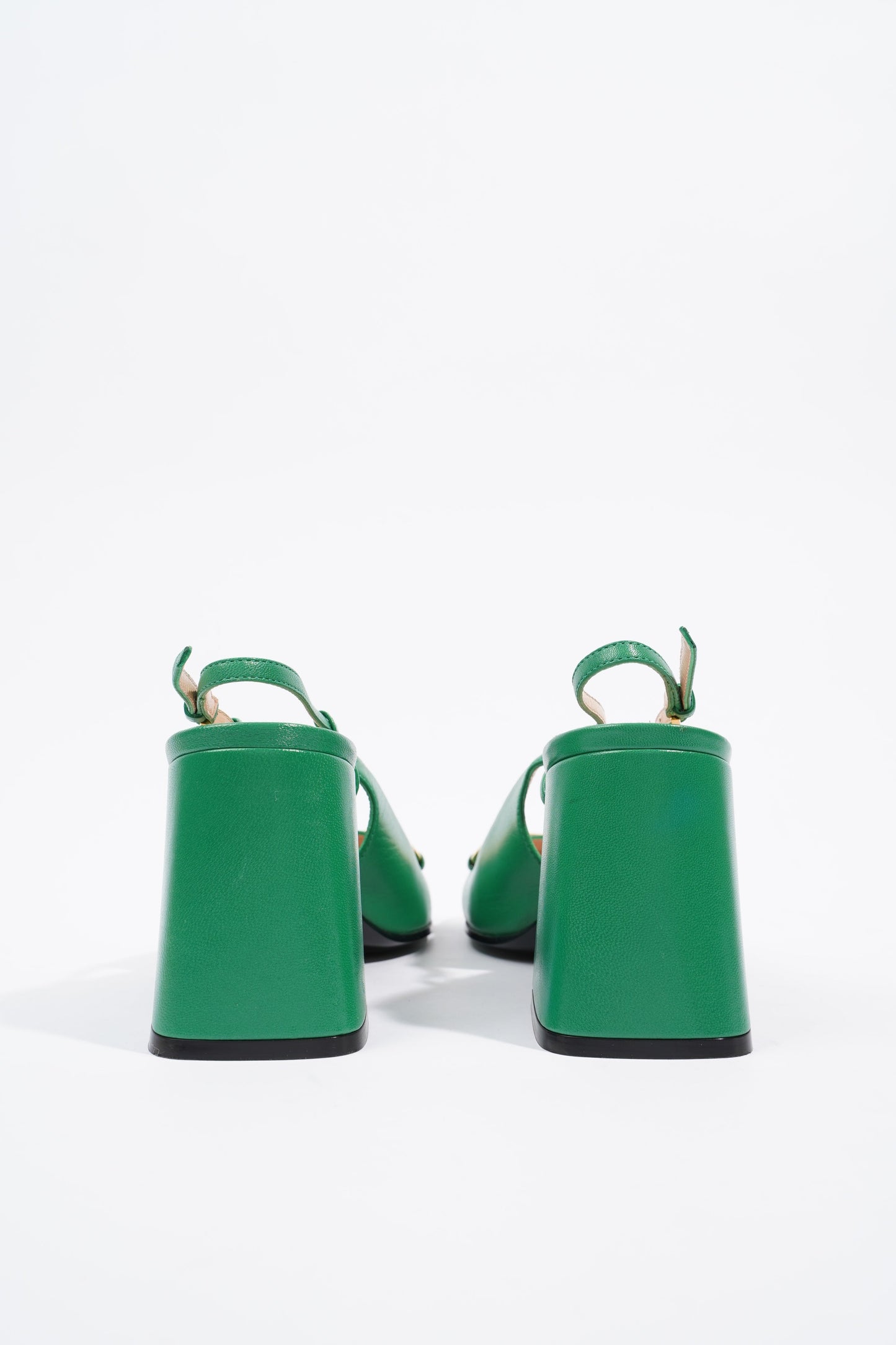 Gucci Mid Heel Slingback Heel Green Leather EU 38 / UK 5